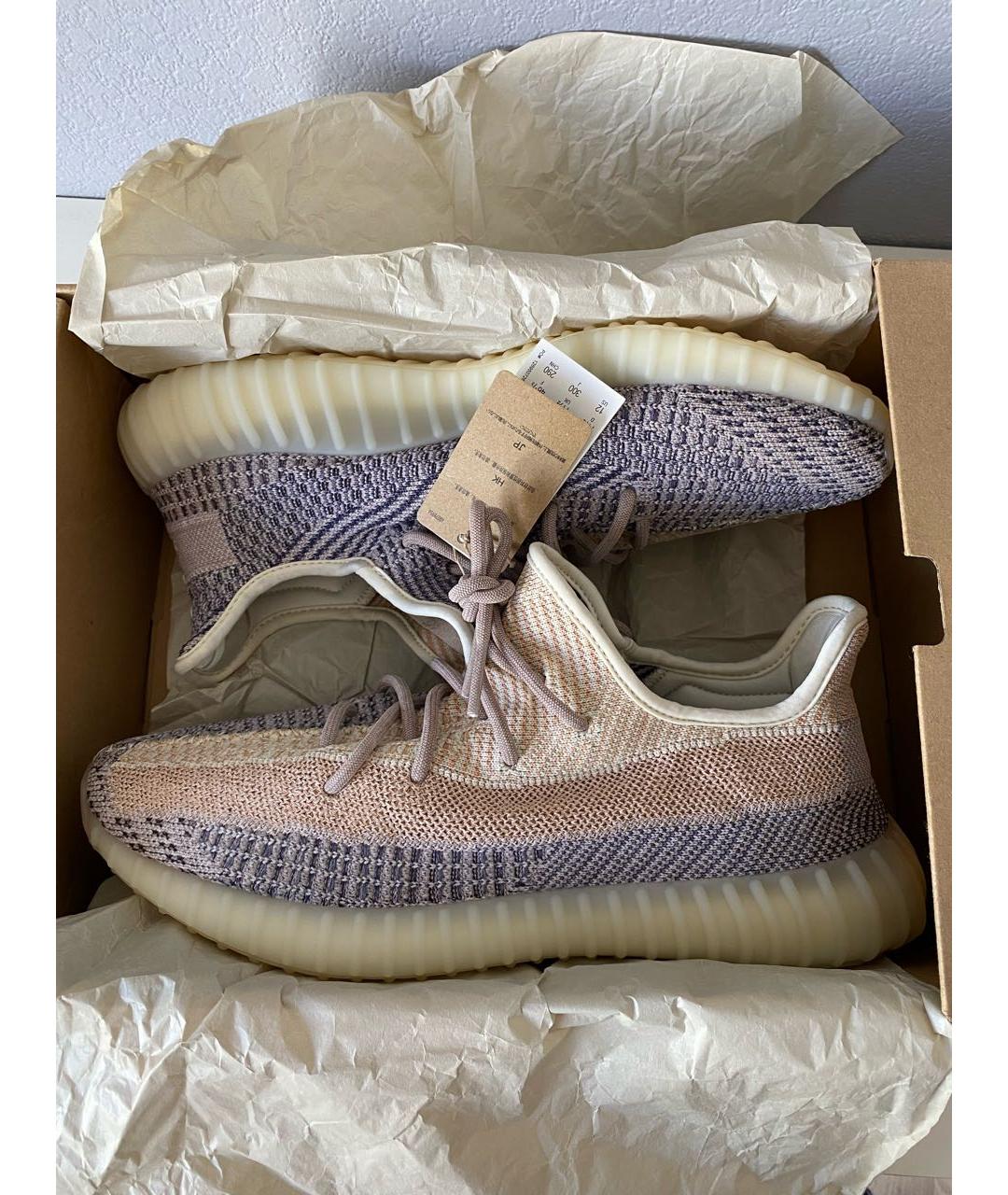 ADIDAS YEEZY Бежевые текстильные низкие кроссовки / кеды, фото 2