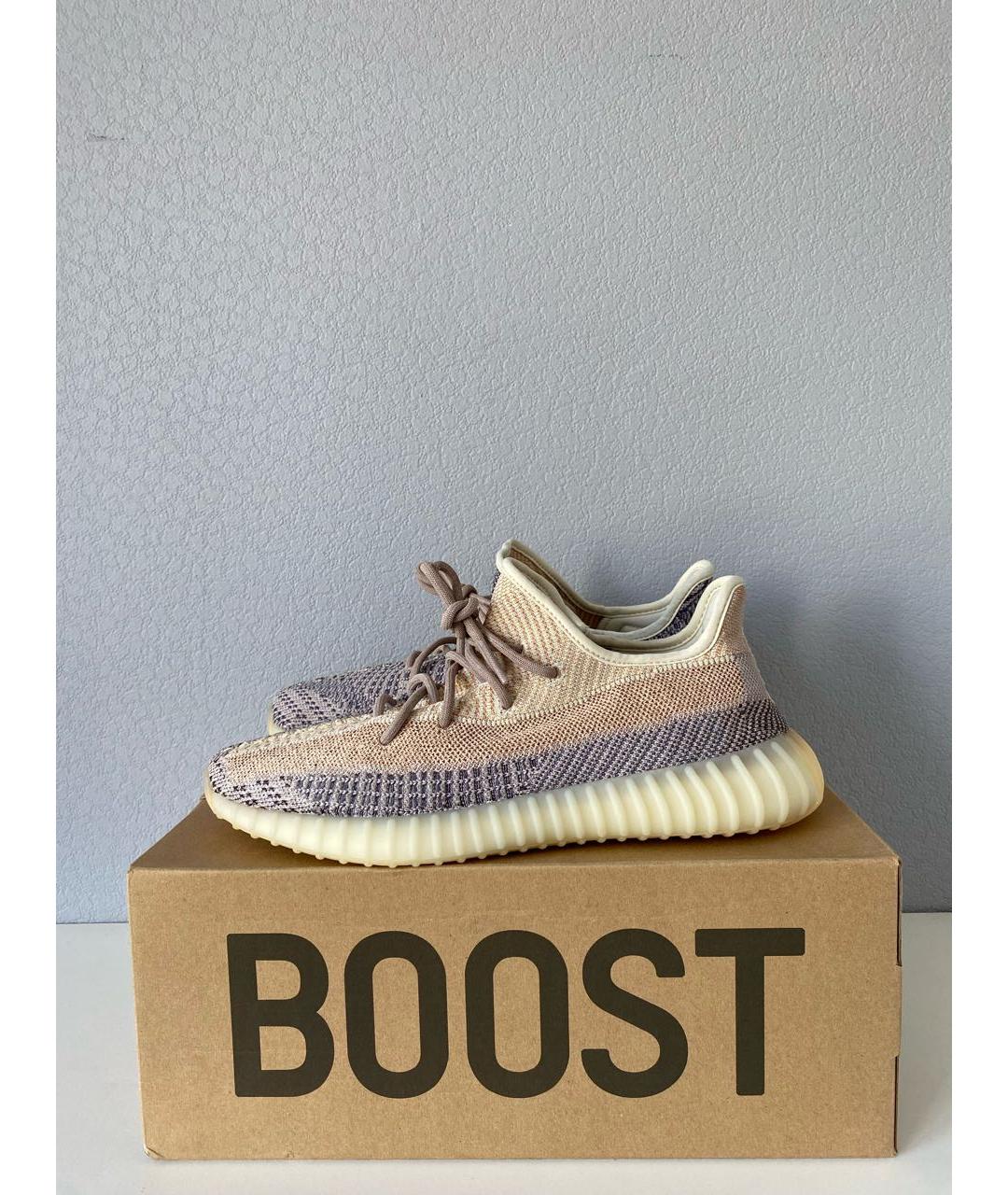 ADIDAS YEEZY Бежевые текстильные низкие кроссовки / кеды, фото 4