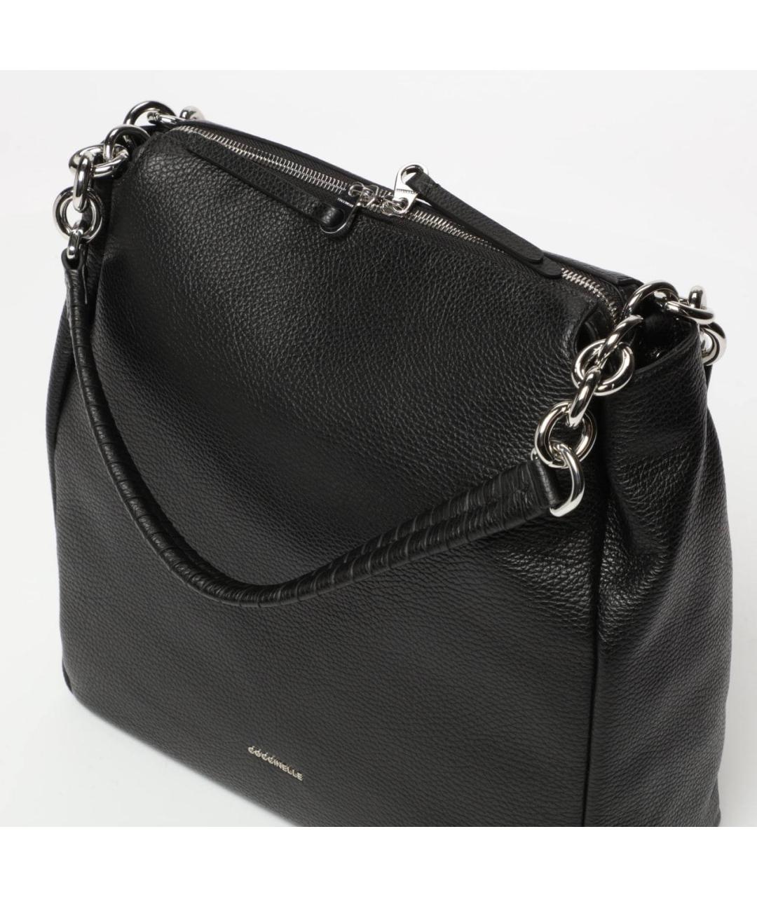 COCCINELLE Черная кожаная сумка с короткими ручками, фото 4