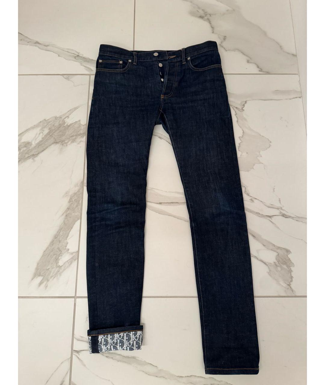 CHRISTIAN DIOR Темно-синие хлопко-полиэстеровые джинсы слим, фото 6