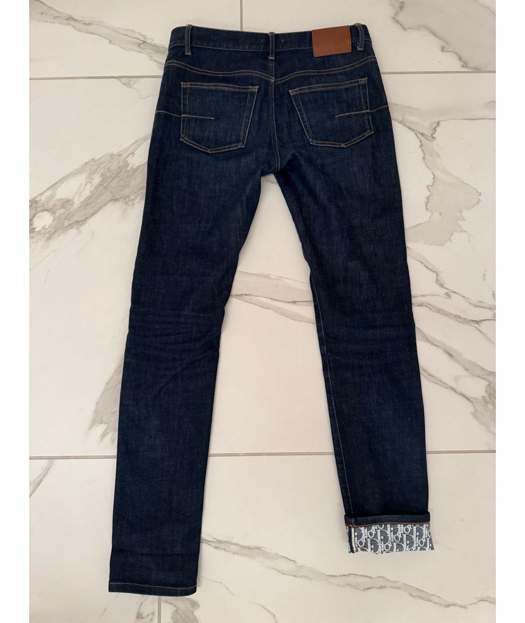 CHRISTIAN DIOR Темно-синие хлопко-полиэстеровые джинсы слим, фото 2