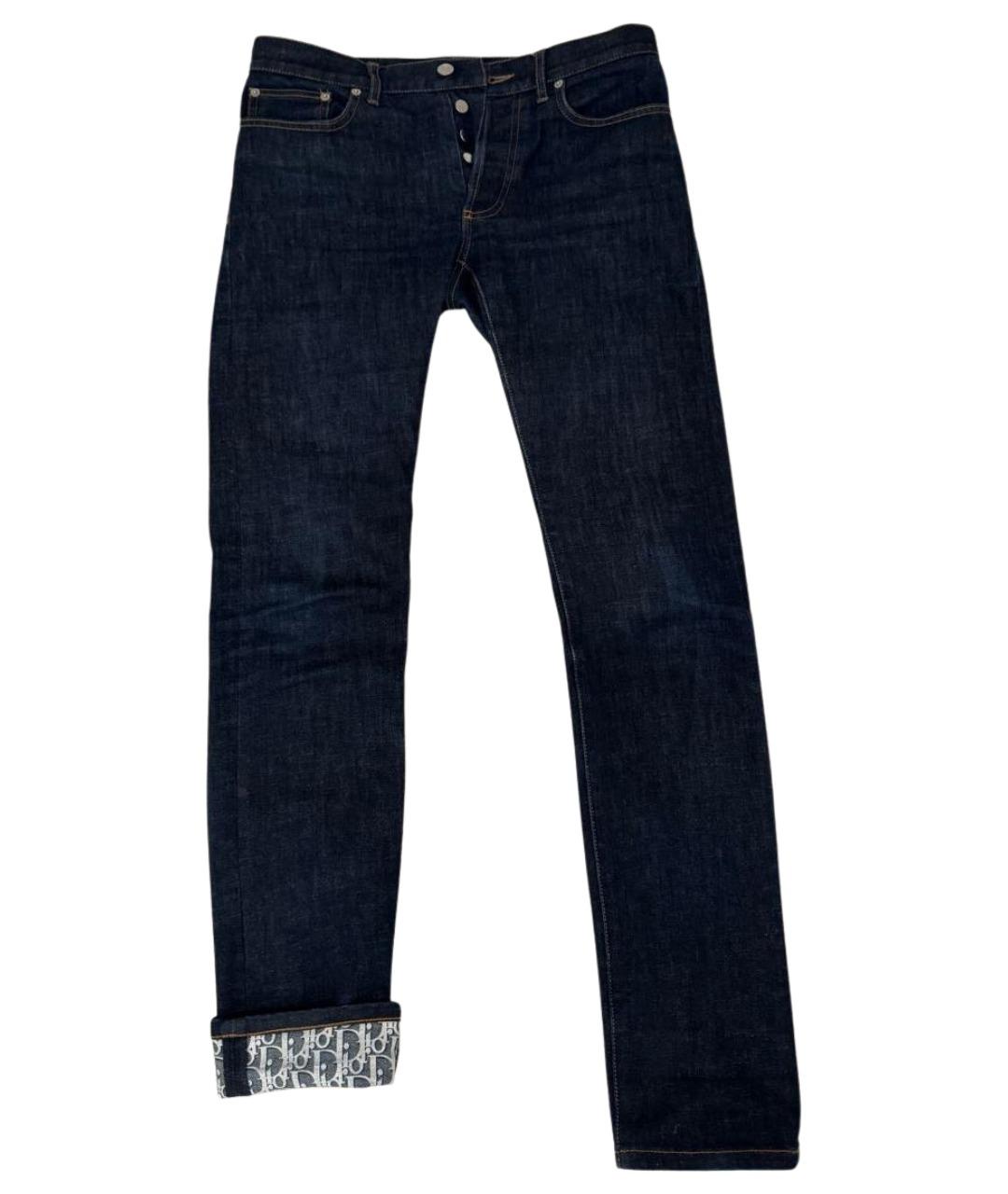CHRISTIAN DIOR Темно-синие хлопко-полиэстеровые джинсы слим, фото 1