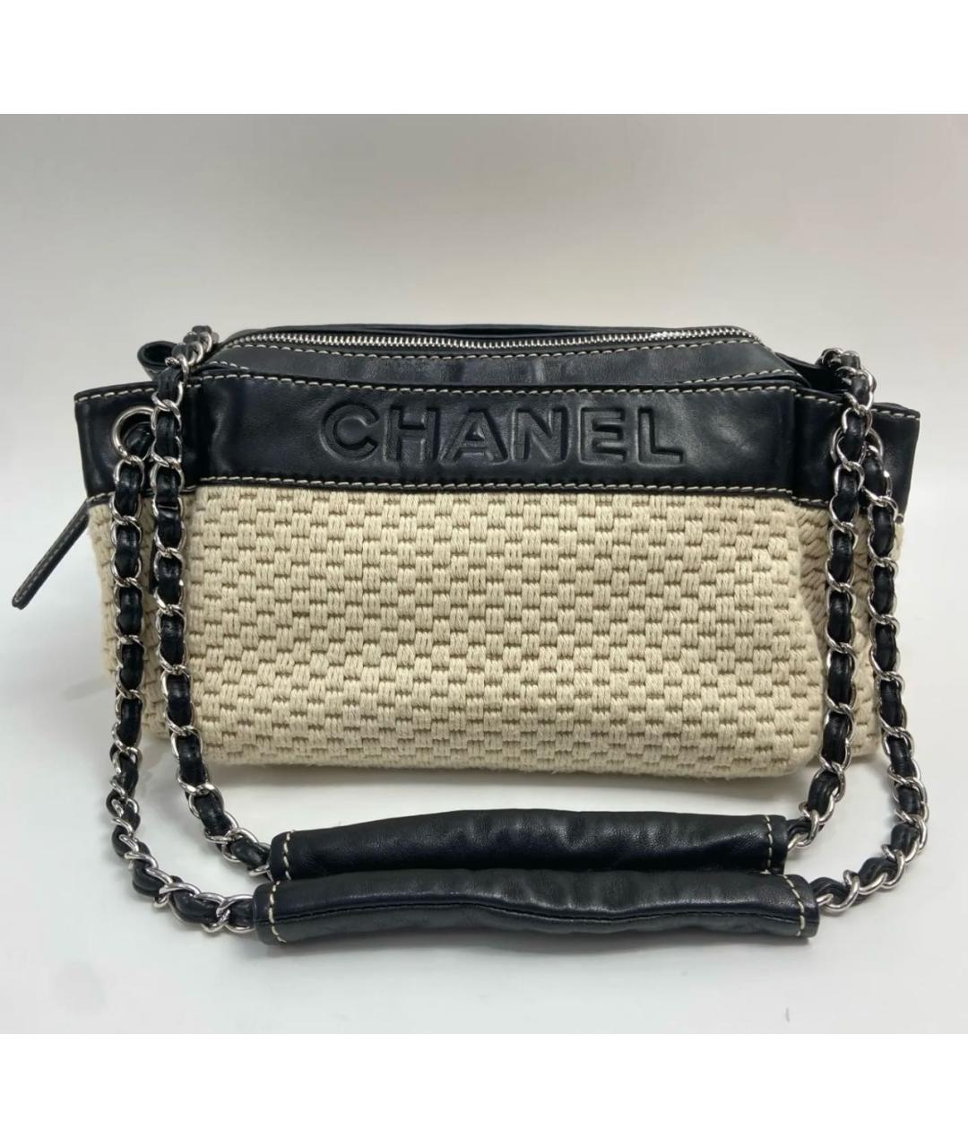 CHANEL Бежевая кожаная сумка с короткими ручками, фото 2