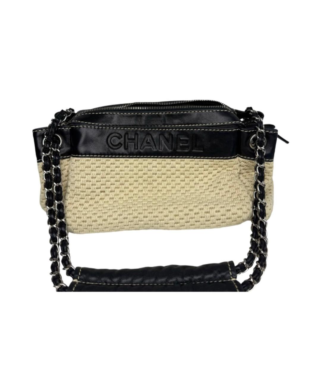 CHANEL Бежевая кожаная сумка с короткими ручками, фото 9