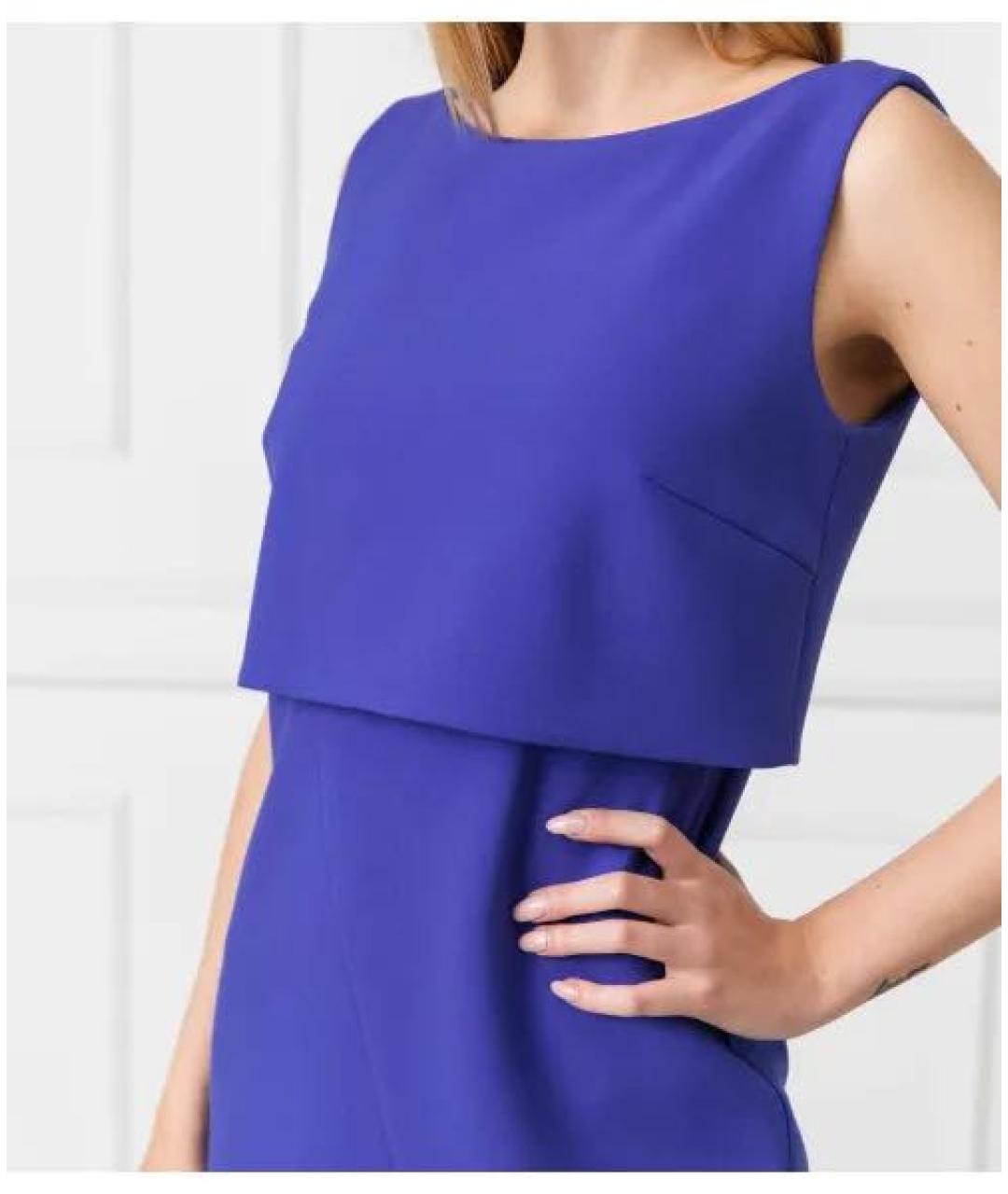 HUGO BOSS Синее вискозное повседневное платье, фото 4