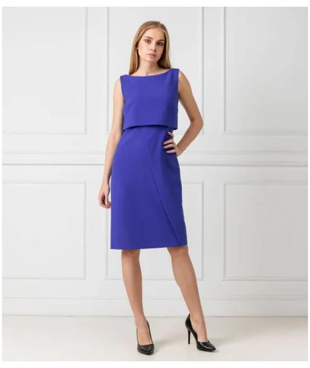 HUGO BOSS Синее вискозное повседневное платье, фото 2