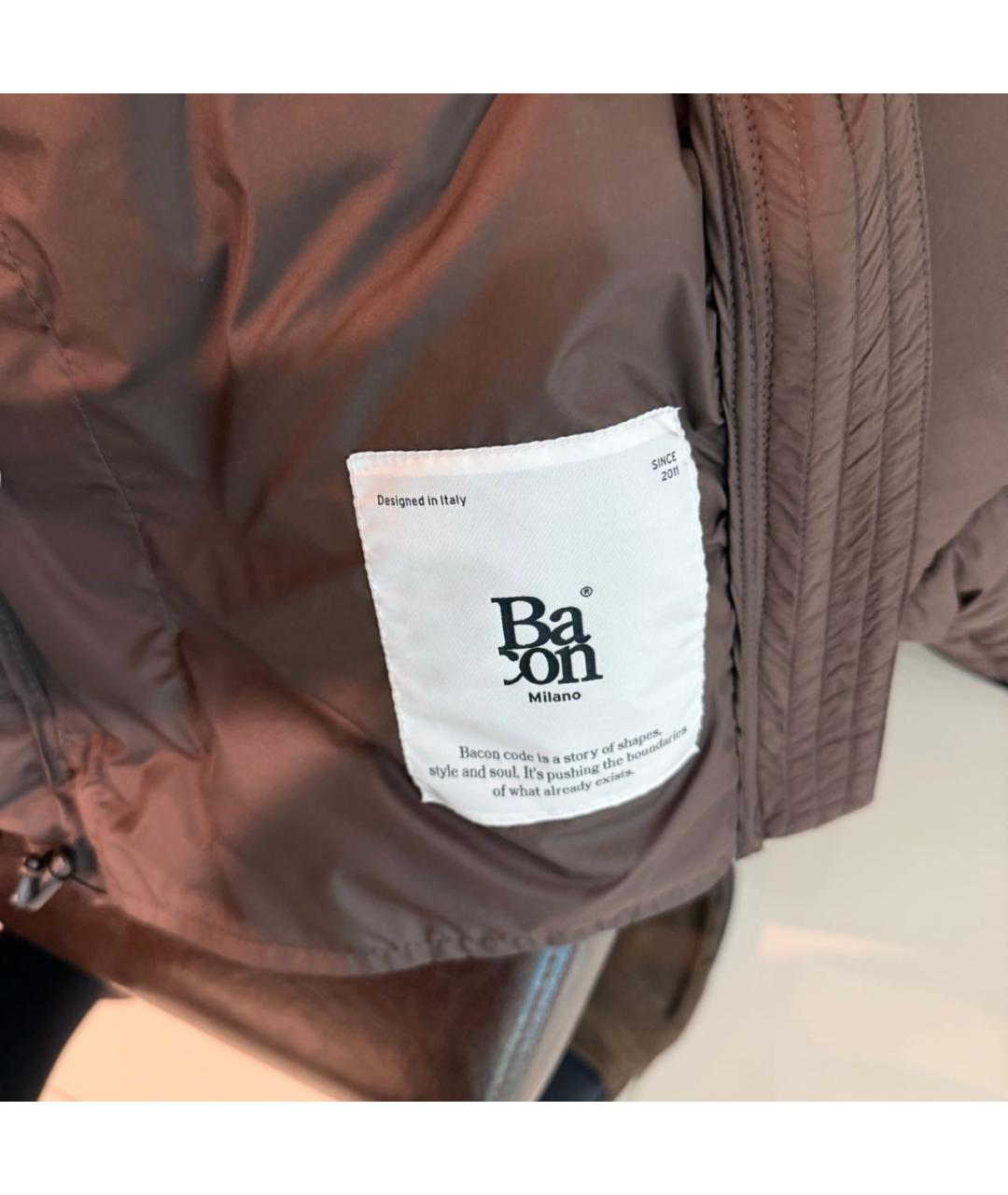 BACON Коричневый полиамидовый пуховик, фото 3