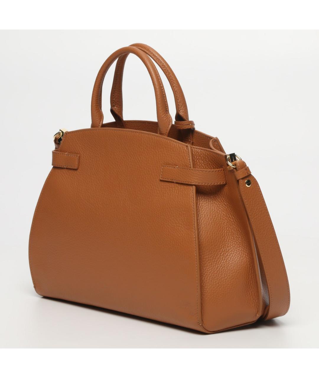 COCCINELLE Коричневая кожаная сумка с короткими ручками, фото 2