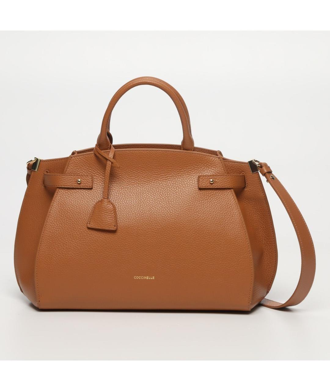 COCCINELLE Коричневая кожаная сумка с короткими ручками, фото 9