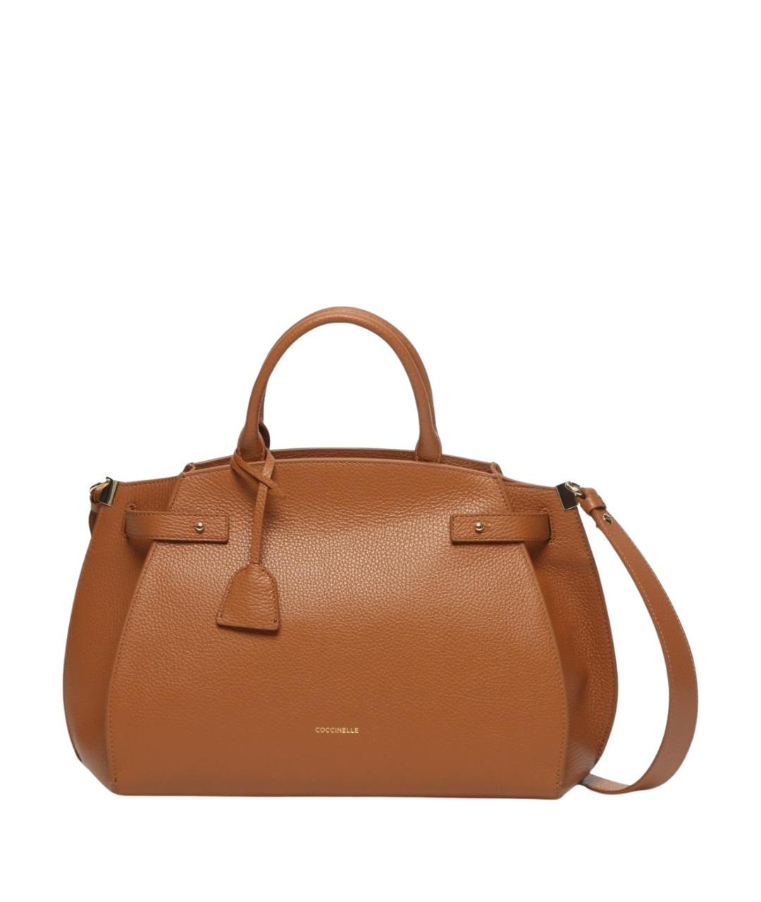 COCCINELLE Коричневая кожаная сумка с короткими ручками, фото 1