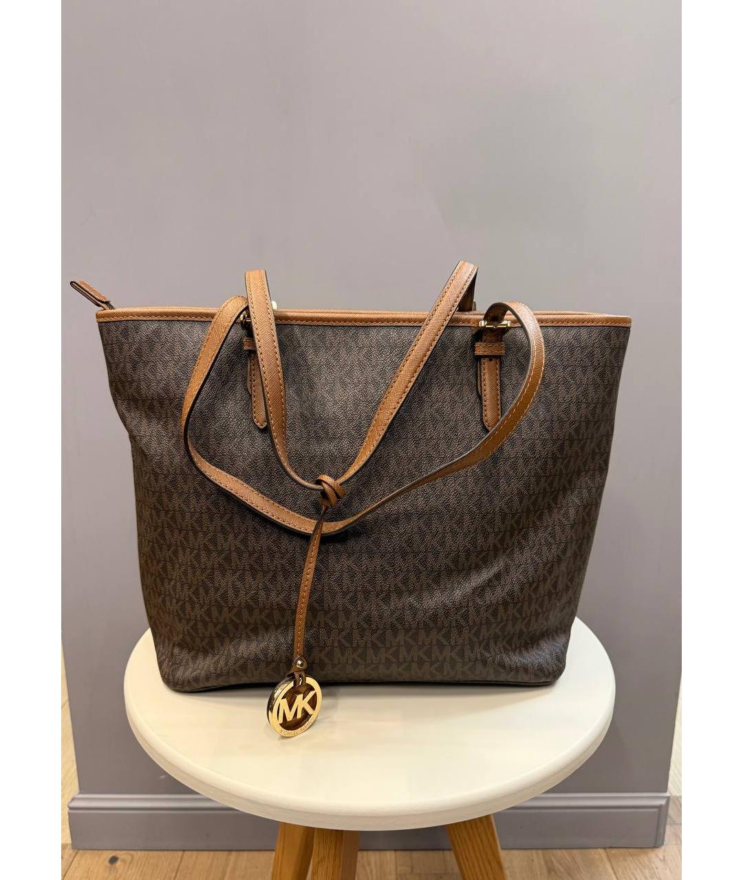 MICHAEL KORS Коричневая кожаная сумка тоут, фото 7