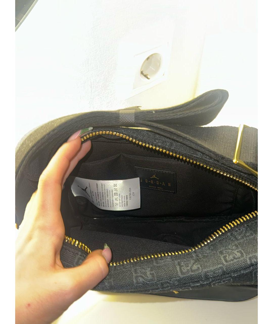 JORDAN Черная тканевая сумка на плечо, фото 4