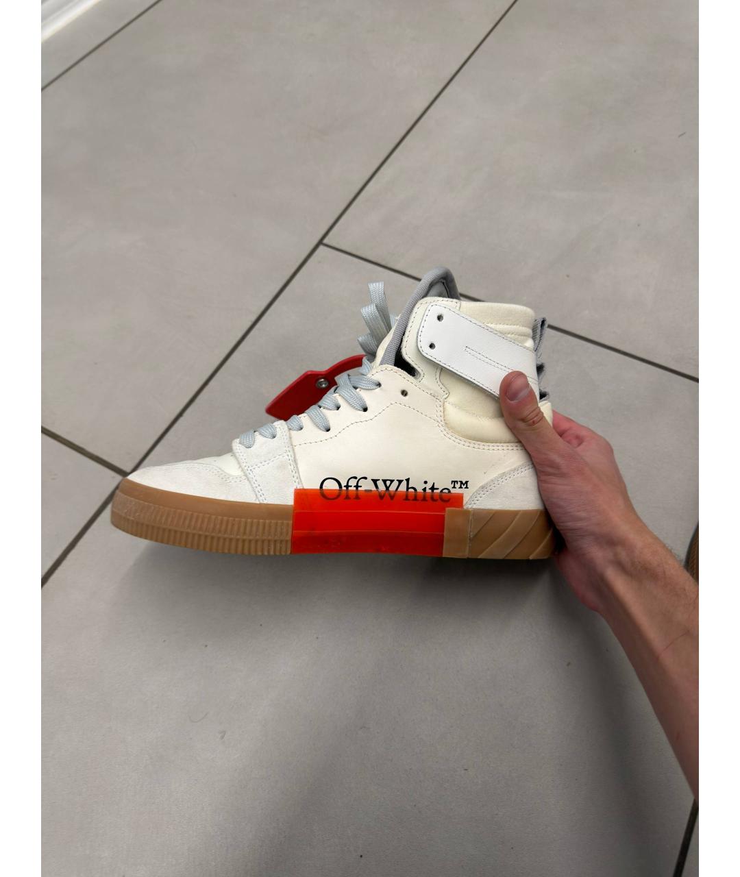 OFF-WHITE Белые кожаные высокие кроссовки / кеды, фото 6