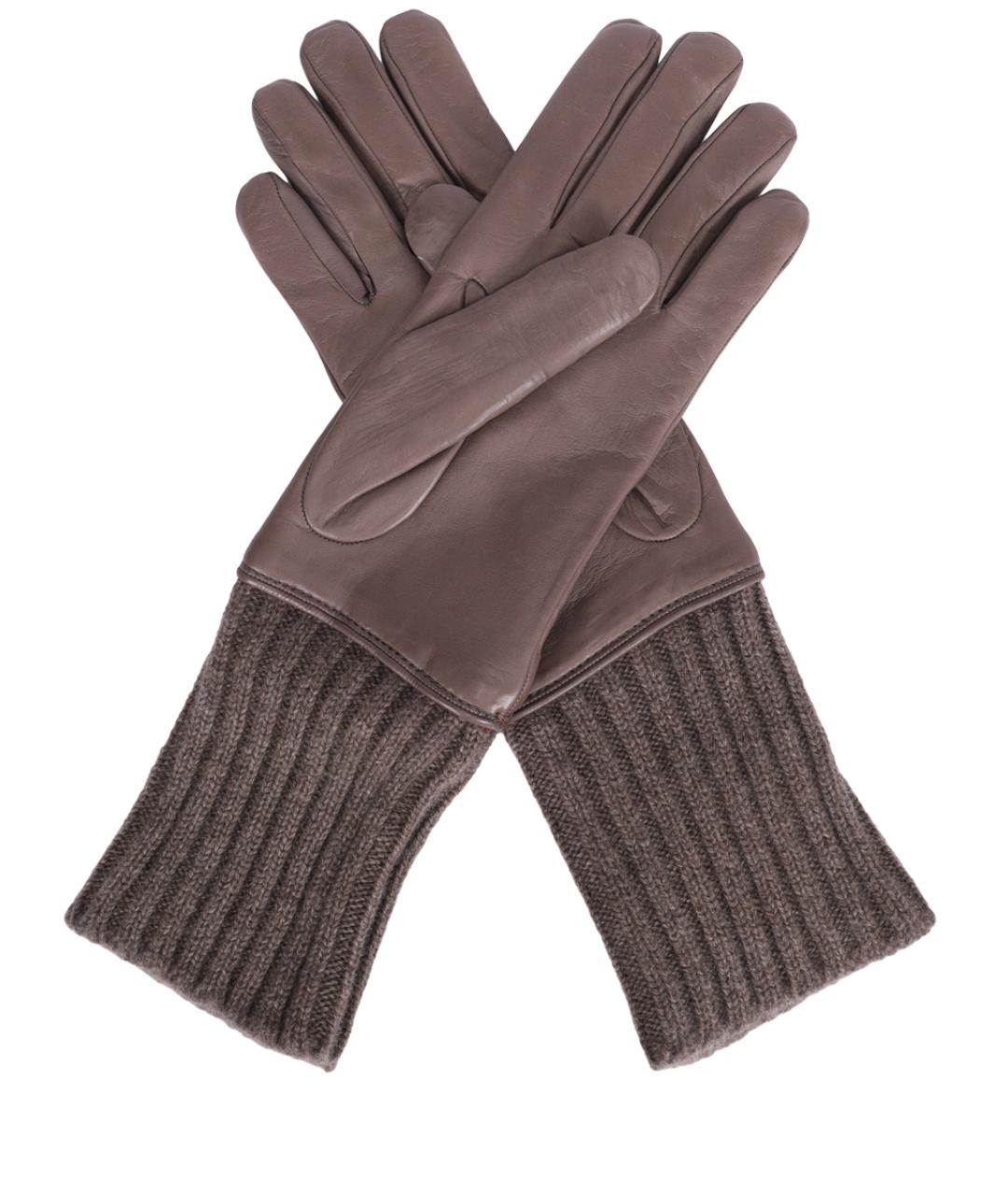 AGNONA Коричневые перчатки, фото 2