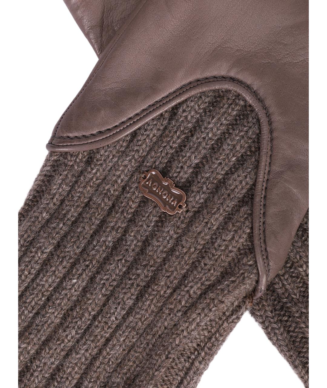 AGNONA Коричневые перчатки, фото 3