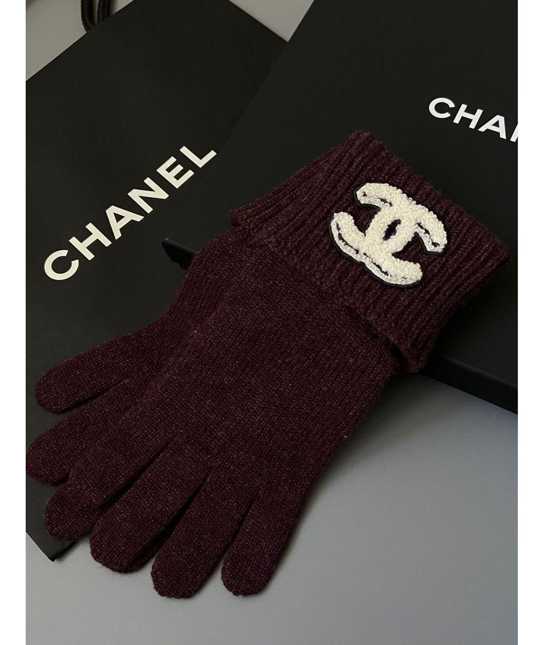 CHANEL Бордовые кашемировые перчатки, фото 2