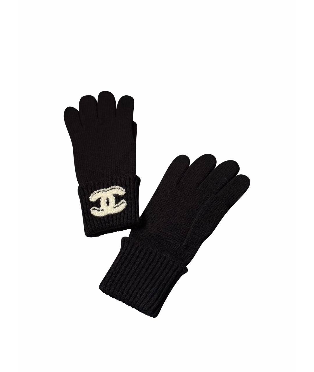 CHANEL Черные кашемировые перчатки, фото 1