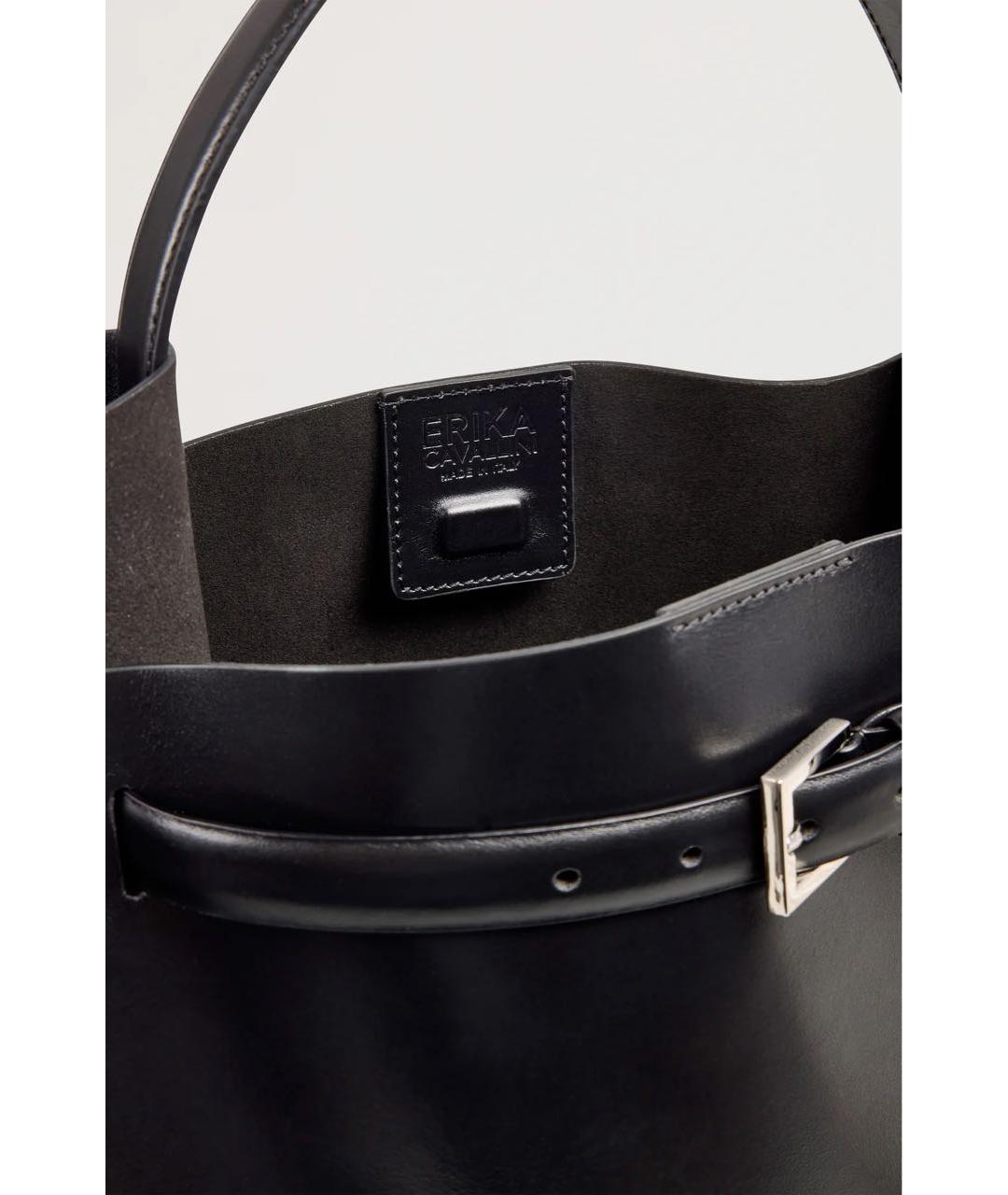 ERIKA CAVALLINI Черная кожаная сумка с короткими ручками, фото 3