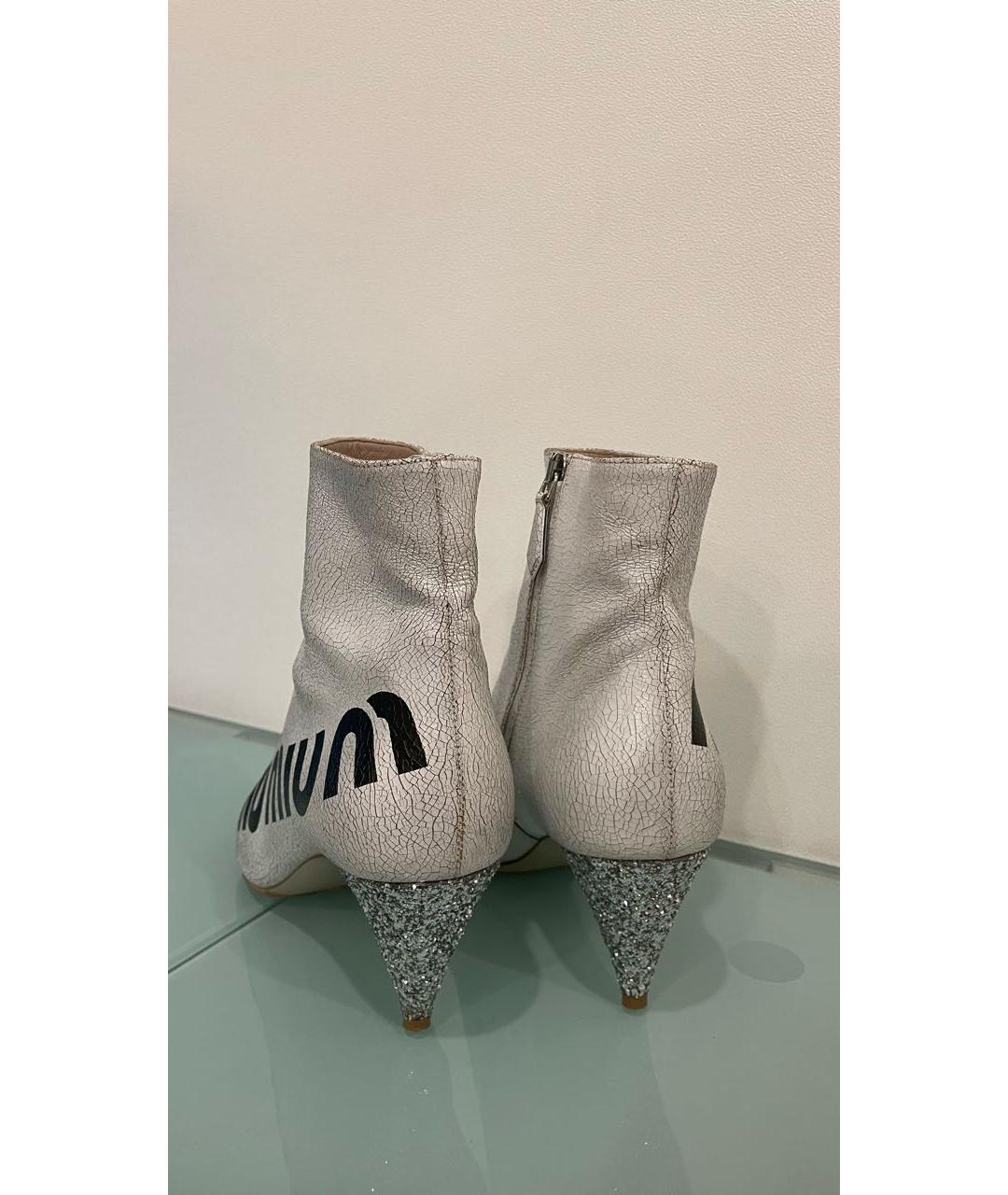 MIU MIU Белые кожаные ботильоны, фото 4