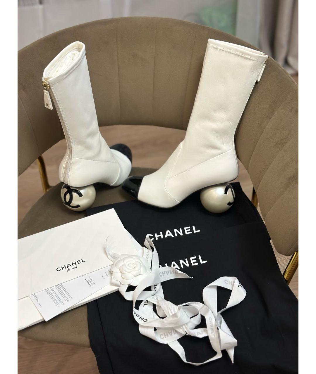 CHANEL Белые кожаные ботильоны, фото 2