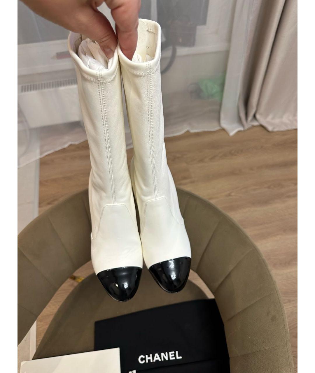 CHANEL Белые кожаные ботильоны, фото 5