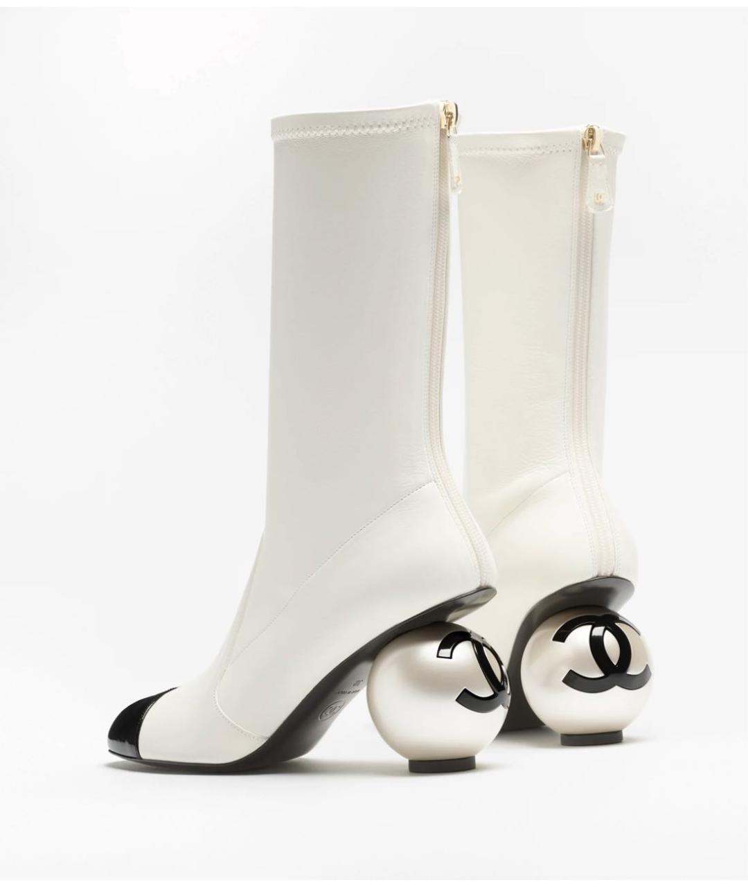 CHANEL Белые кожаные ботильоны, фото 3
