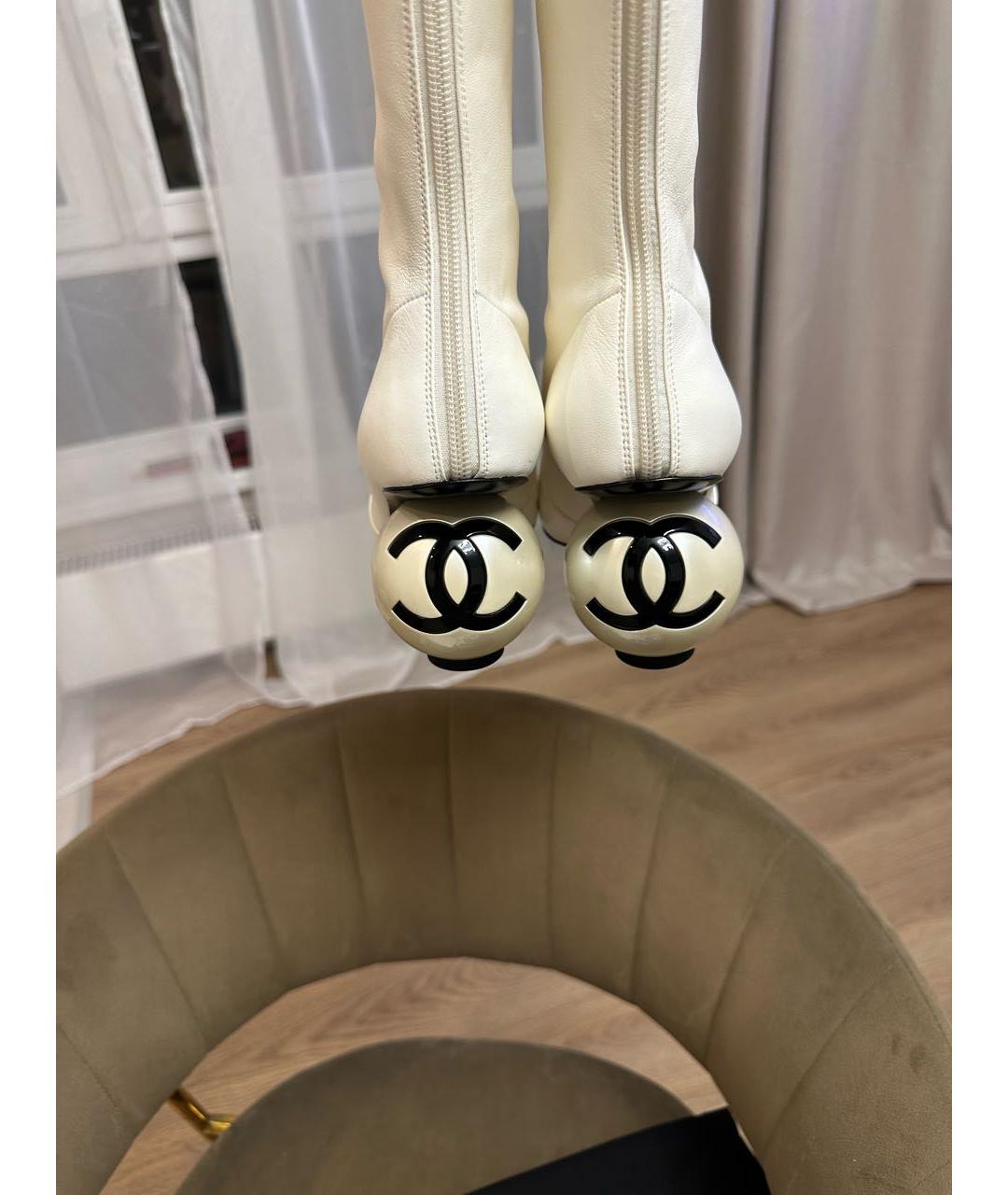 CHANEL Белые кожаные ботильоны, фото 6