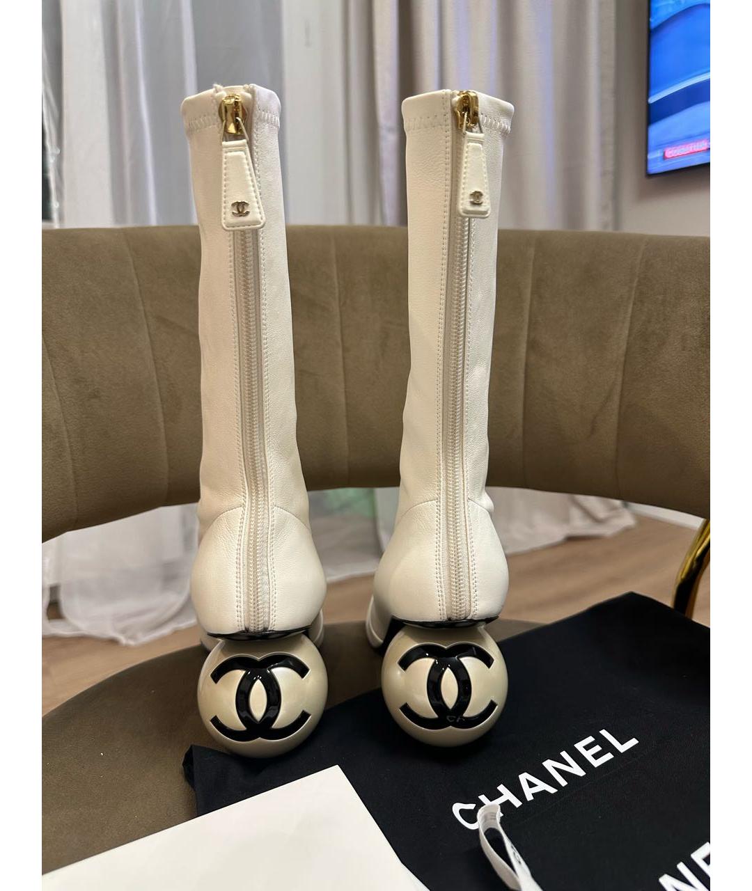 CHANEL Белые кожаные ботильоны, фото 4