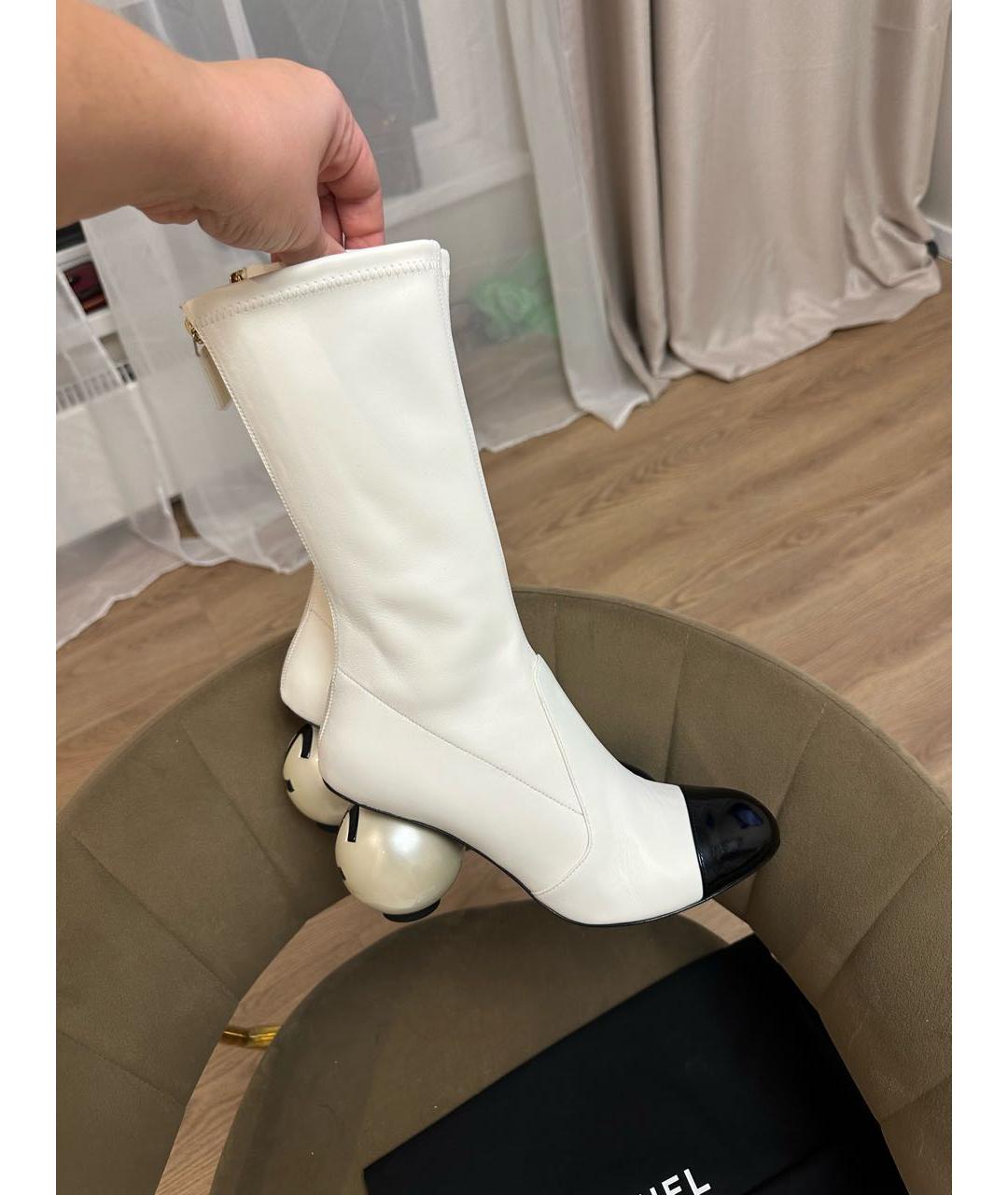 CHANEL Белые кожаные ботильоны, фото 9