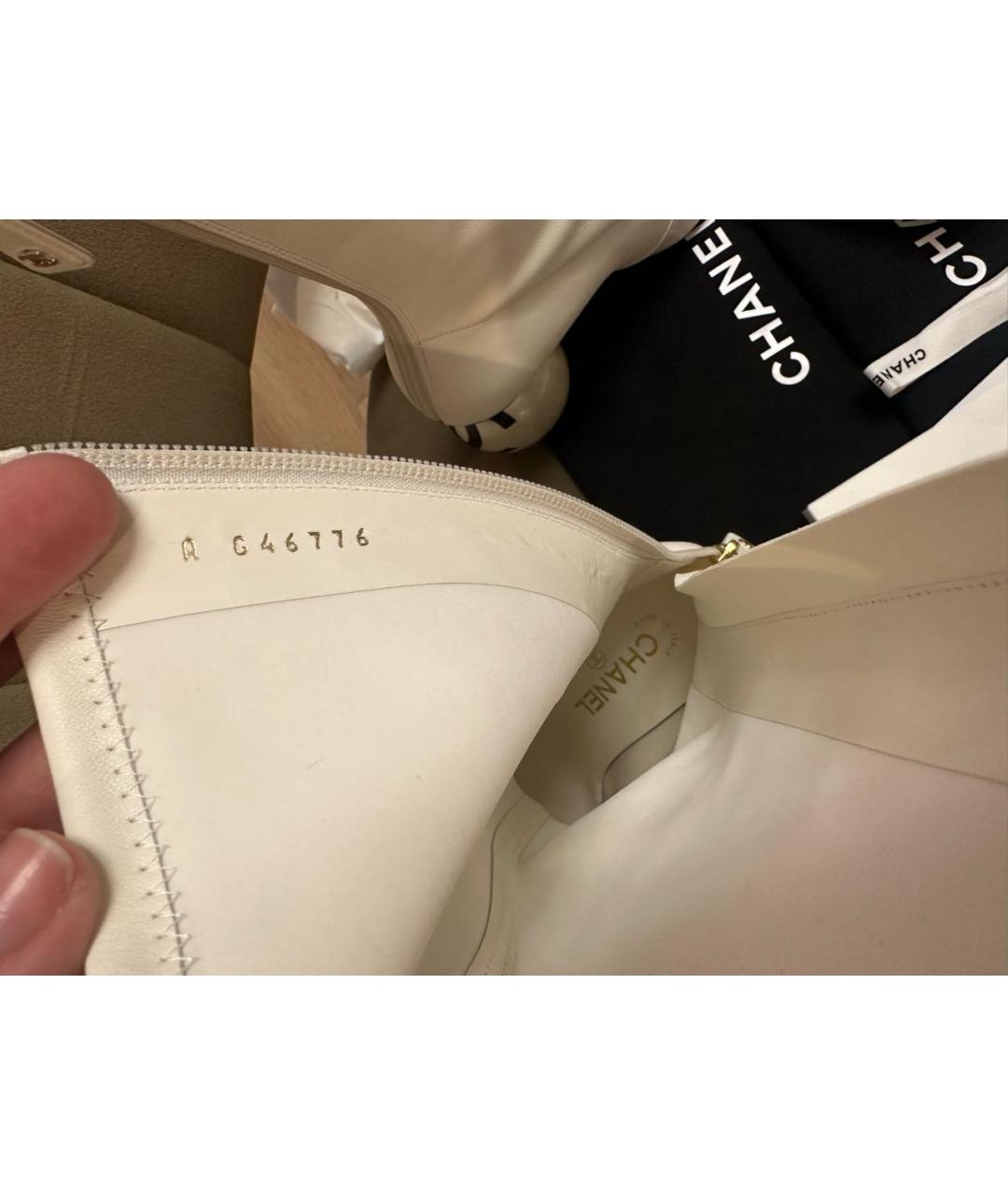 CHANEL Белые кожаные ботильоны, фото 8