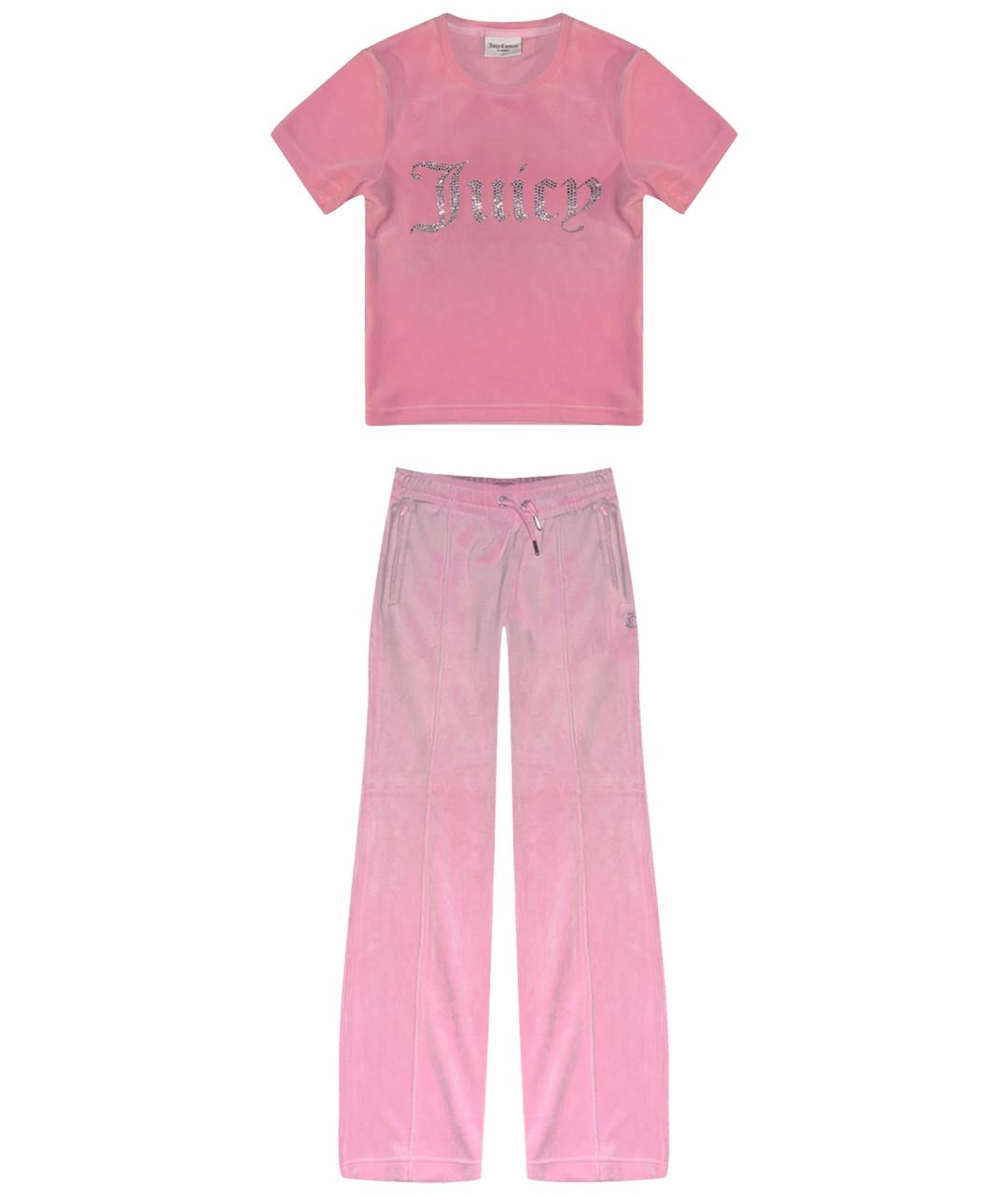 JUICY COUTURE Розовый велюровый костюм с брюками, фото 1