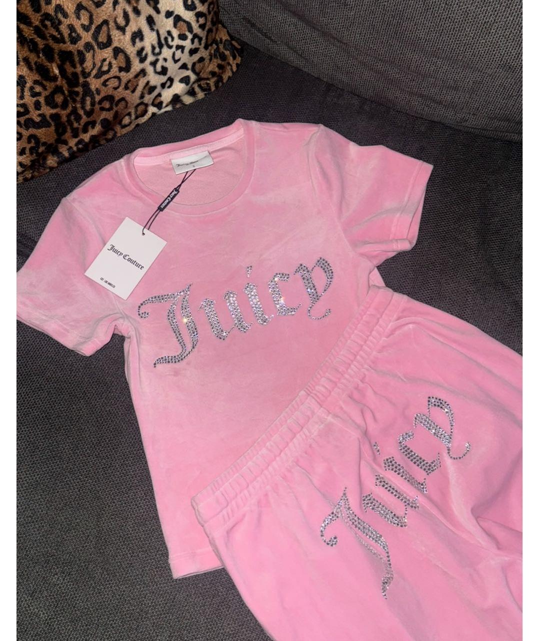 JUICY COUTURE Розовый велюровый костюм с брюками, фото 3