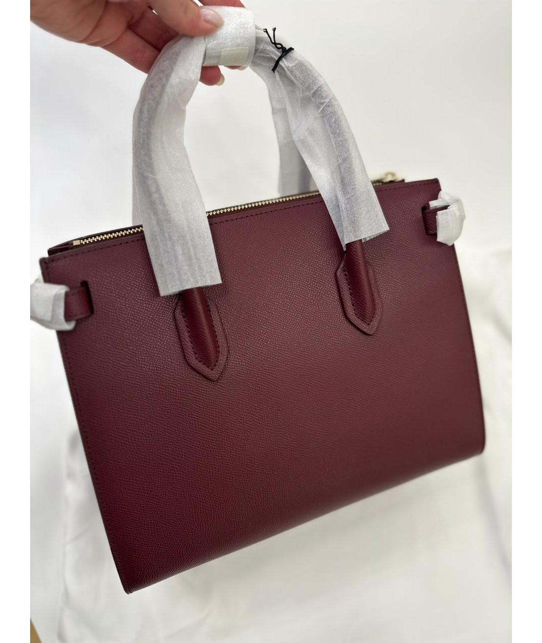 FURLA Бордовая кожаная сумка с короткими ручками, фото 6