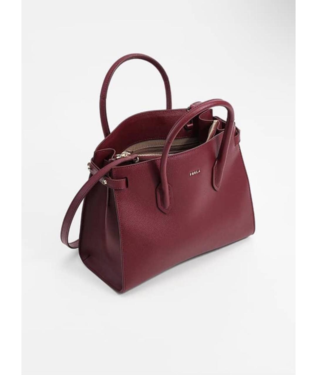 FURLA Бордовая кожаная сумка с короткими ручками, фото 2