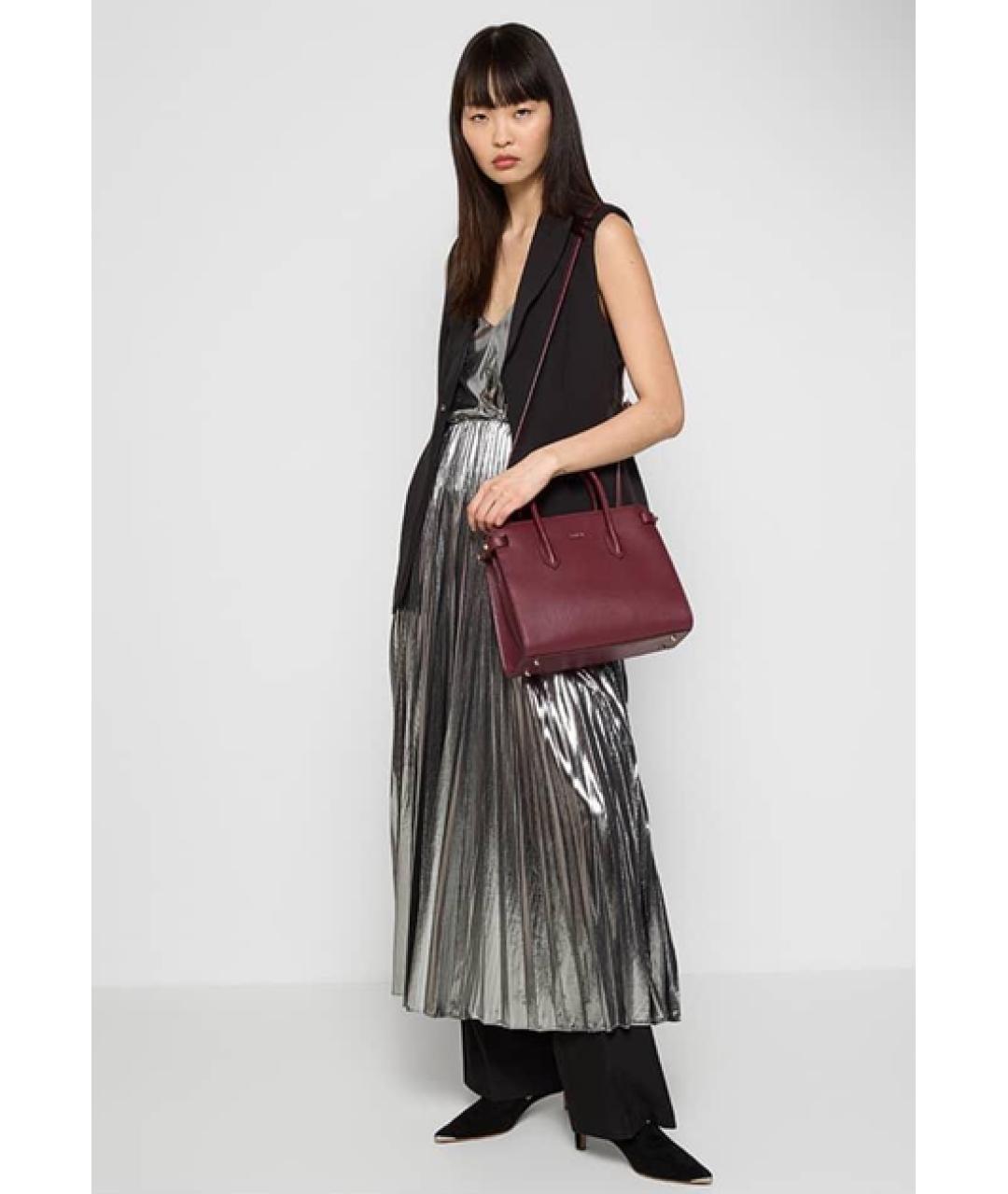 FURLA Бордовая кожаная сумка с короткими ручками, фото 3