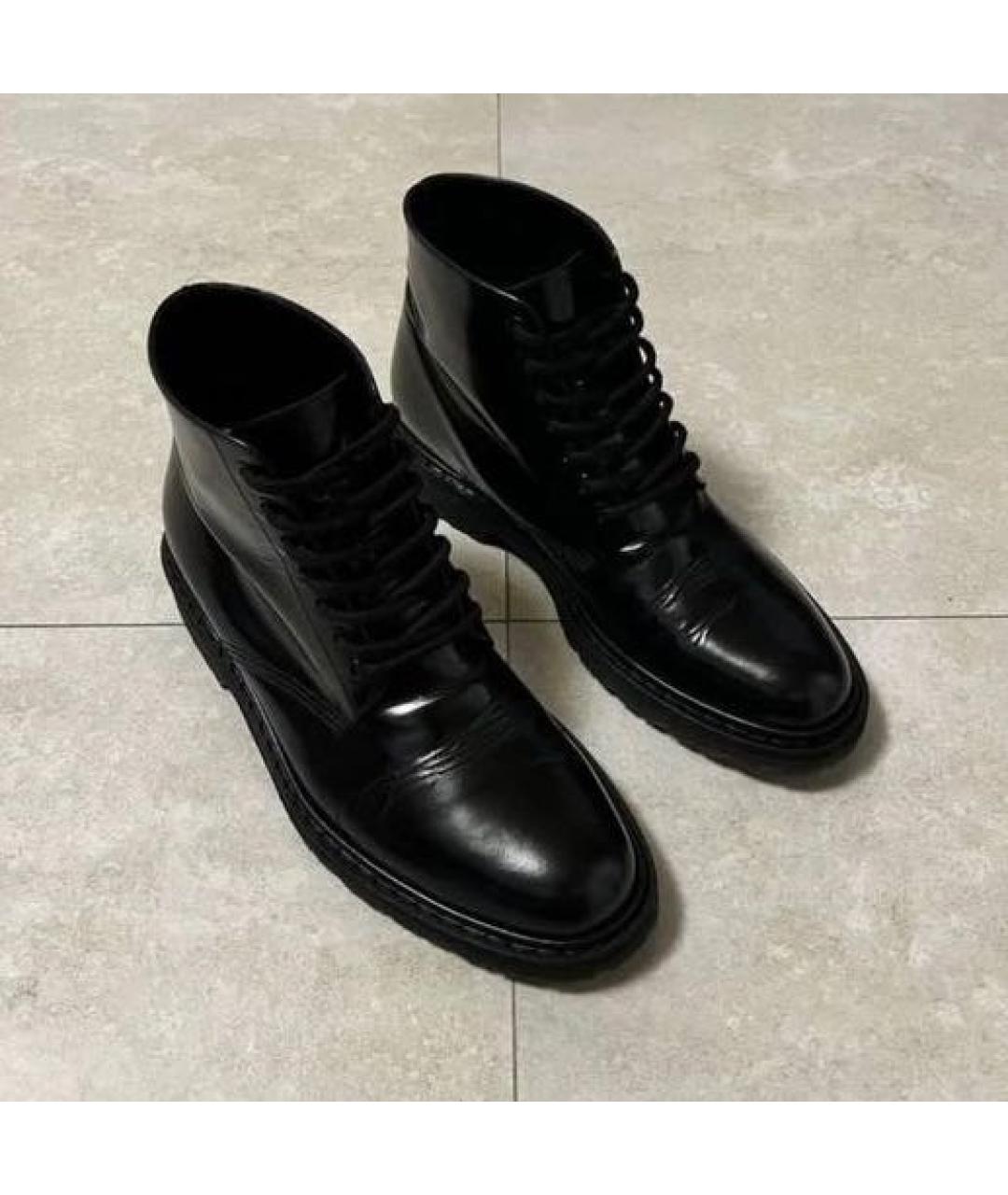 SAINT LAURENT Черные кожаные высокие ботинки, фото 3