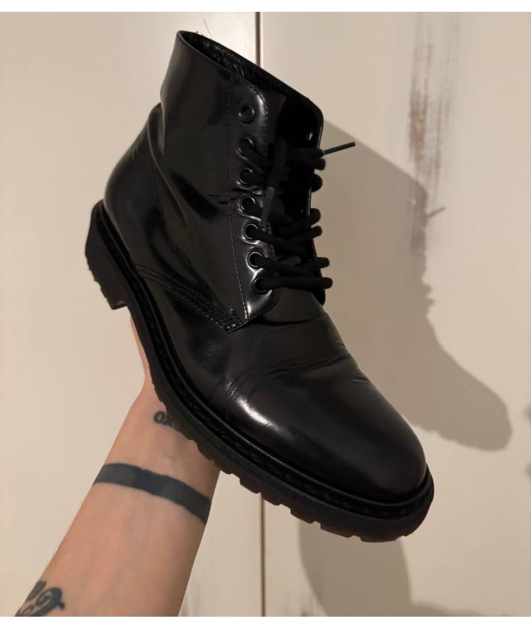 SAINT LAURENT Черные кожаные высокие ботинки, фото 6