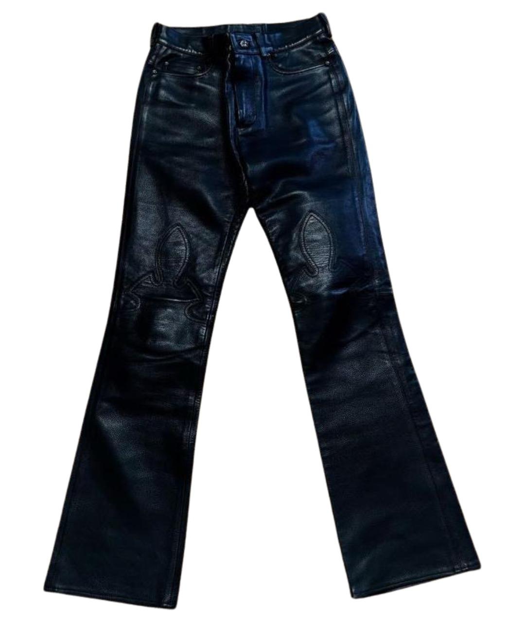 CHROME HEARTS Черные кожаные прямые брюки, фото 1