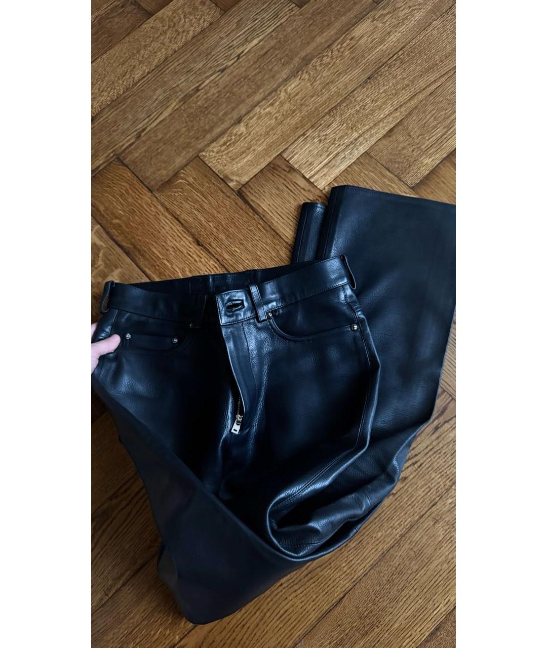 CHROME HEARTS Черные кожаные прямые брюки, фото 3