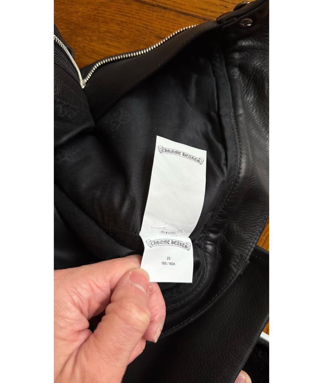 CHROME HEARTS Черные кожаные прямые брюки, фото 4