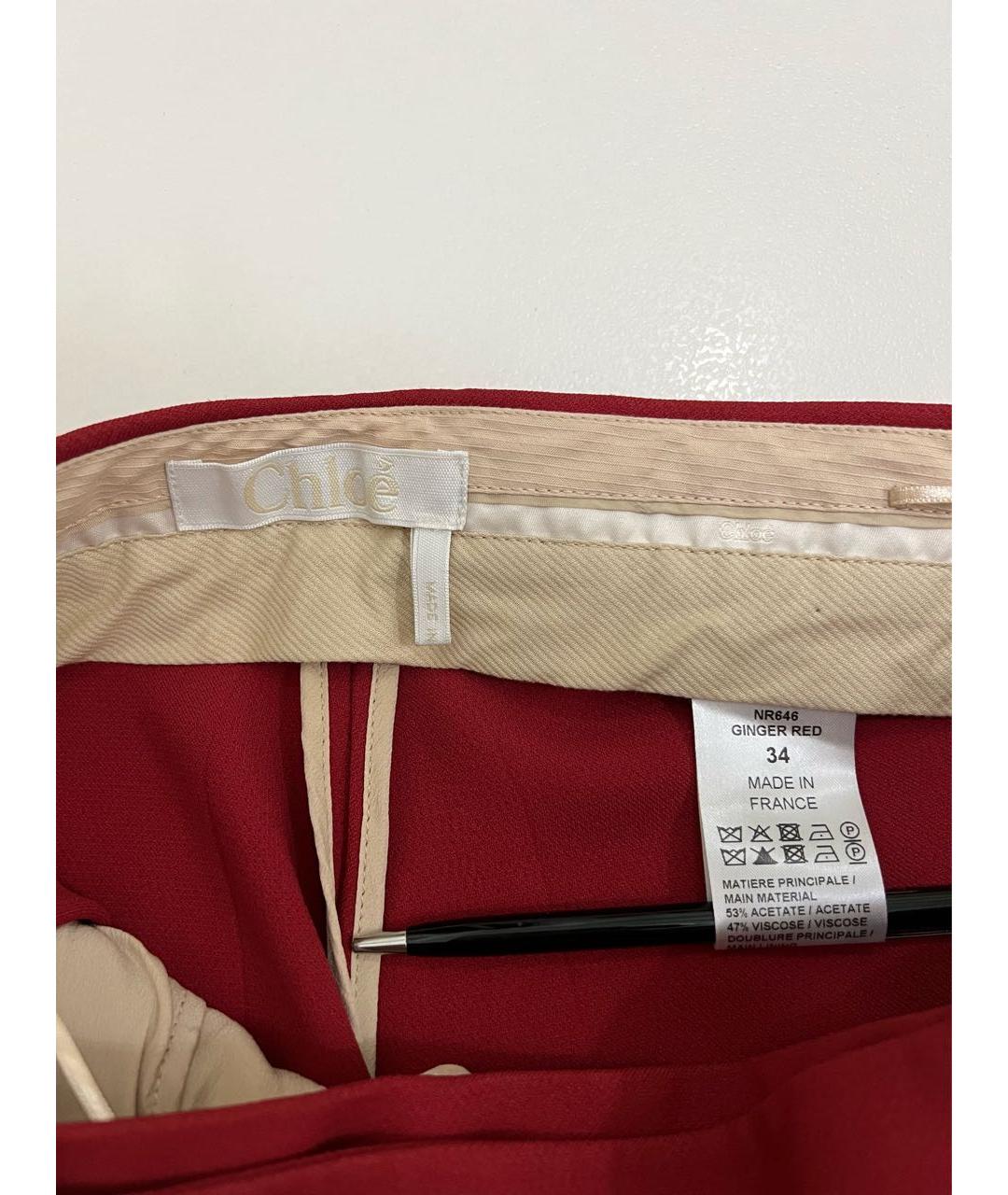 CHLOE Красные ацетатные прямые брюки, фото 8