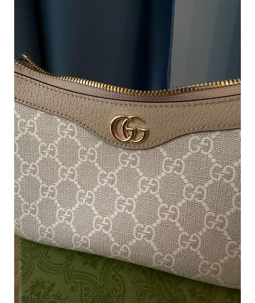 GUCCI Бежевая кожаная сумка через плечо, фото 2