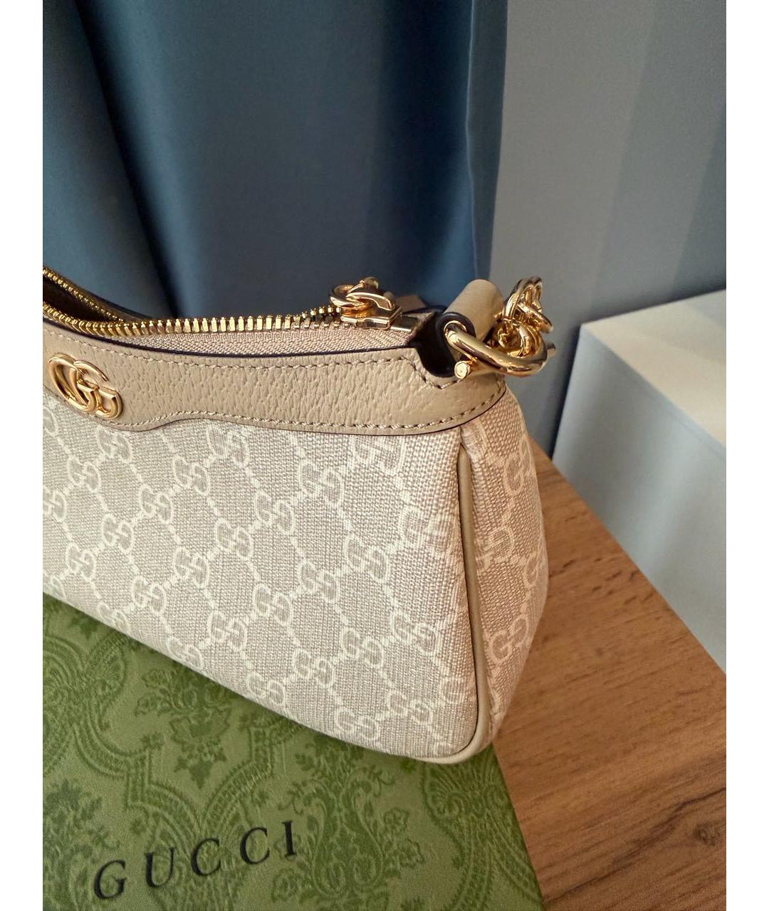 GUCCI Бежевая кожаная сумка через плечо, фото 3