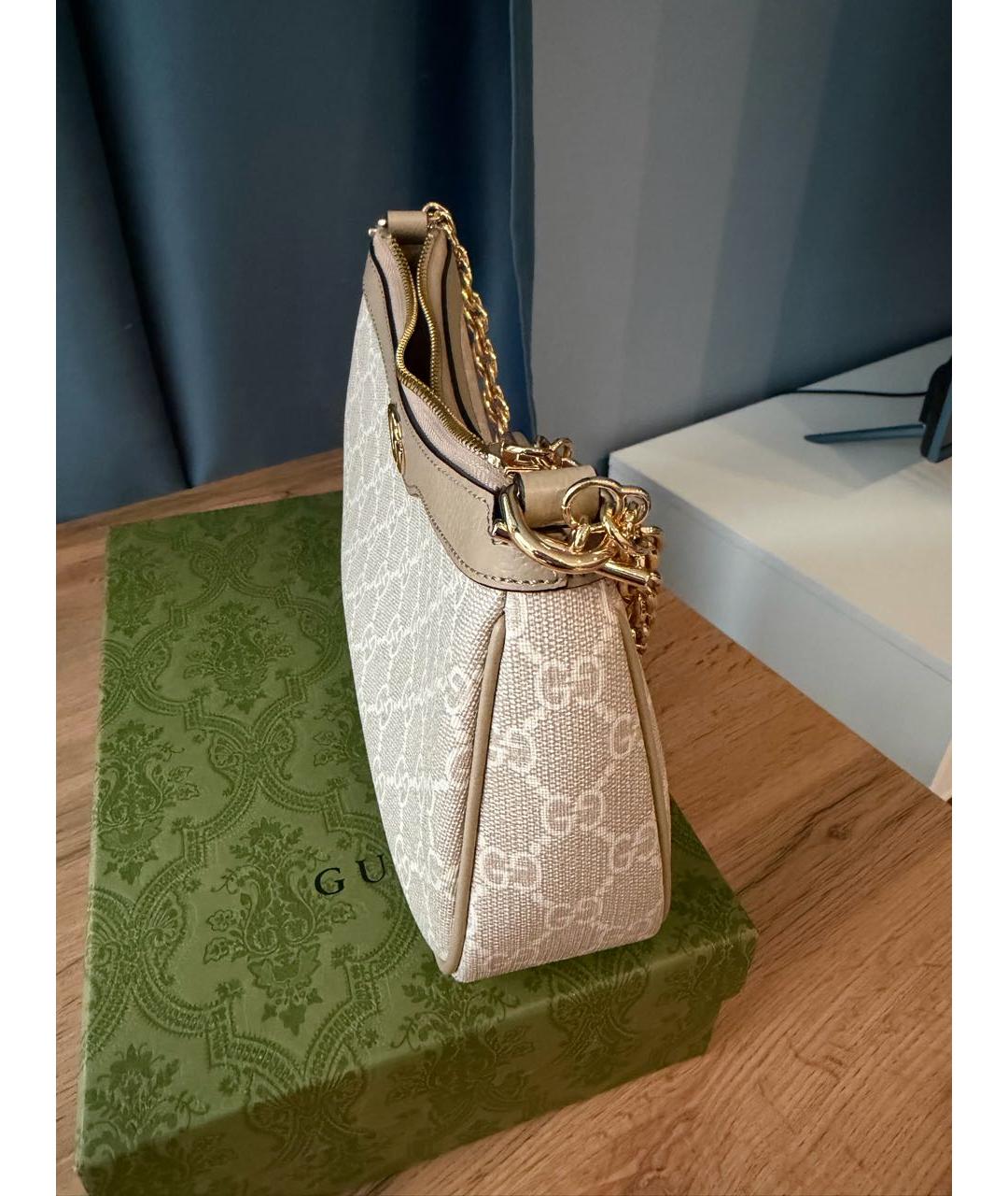 GUCCI Бежевая кожаная сумка через плечо, фото 4