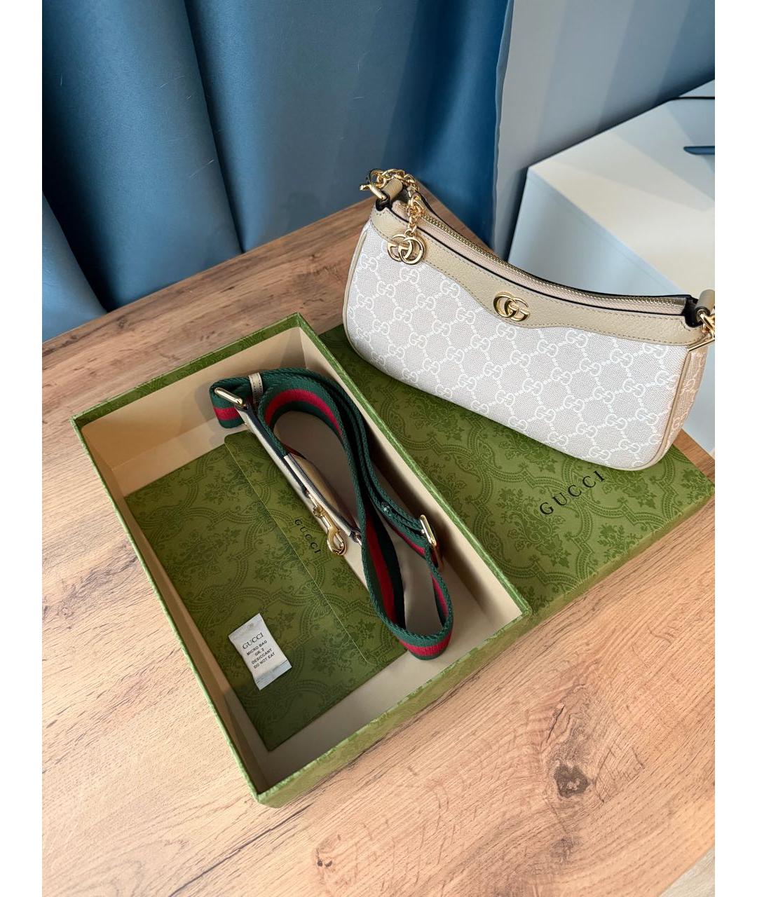 GUCCI Бежевая кожаная сумка через плечо, фото 7