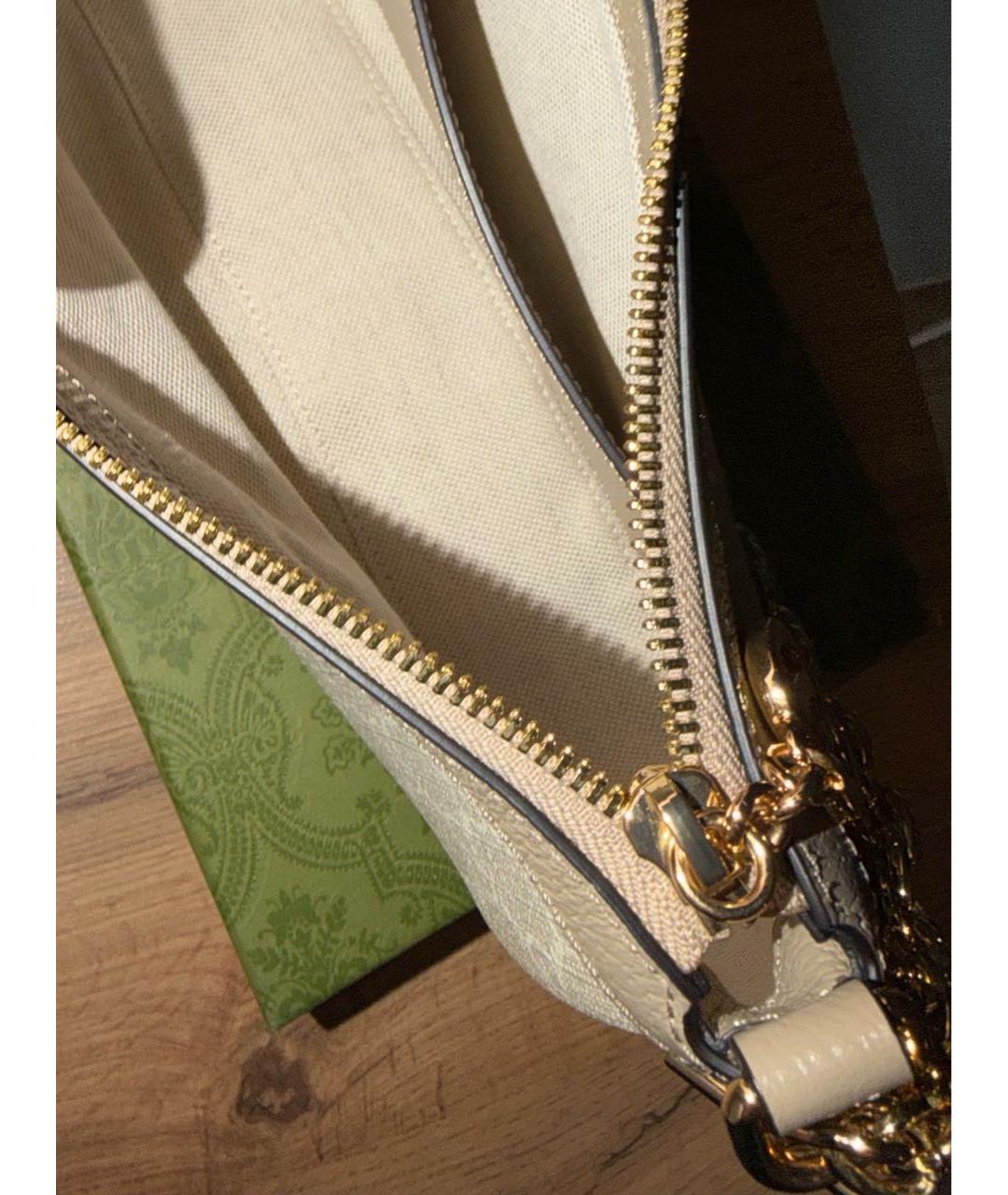 GUCCI Бежевая кожаная сумка через плечо, фото 6