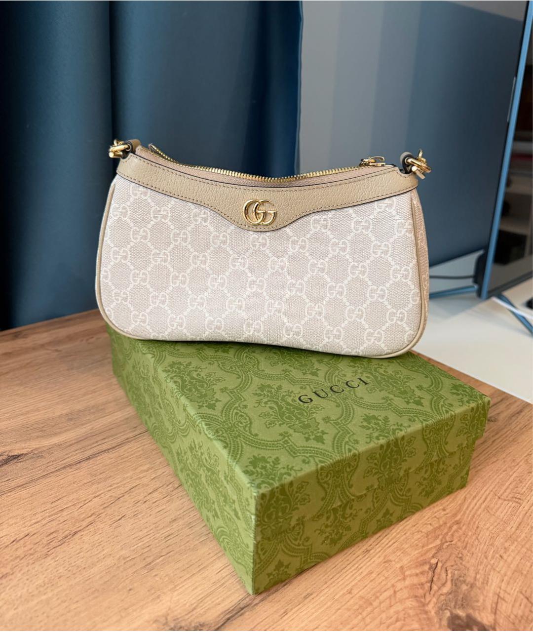 GUCCI Бежевая кожаная сумка через плечо, фото 9