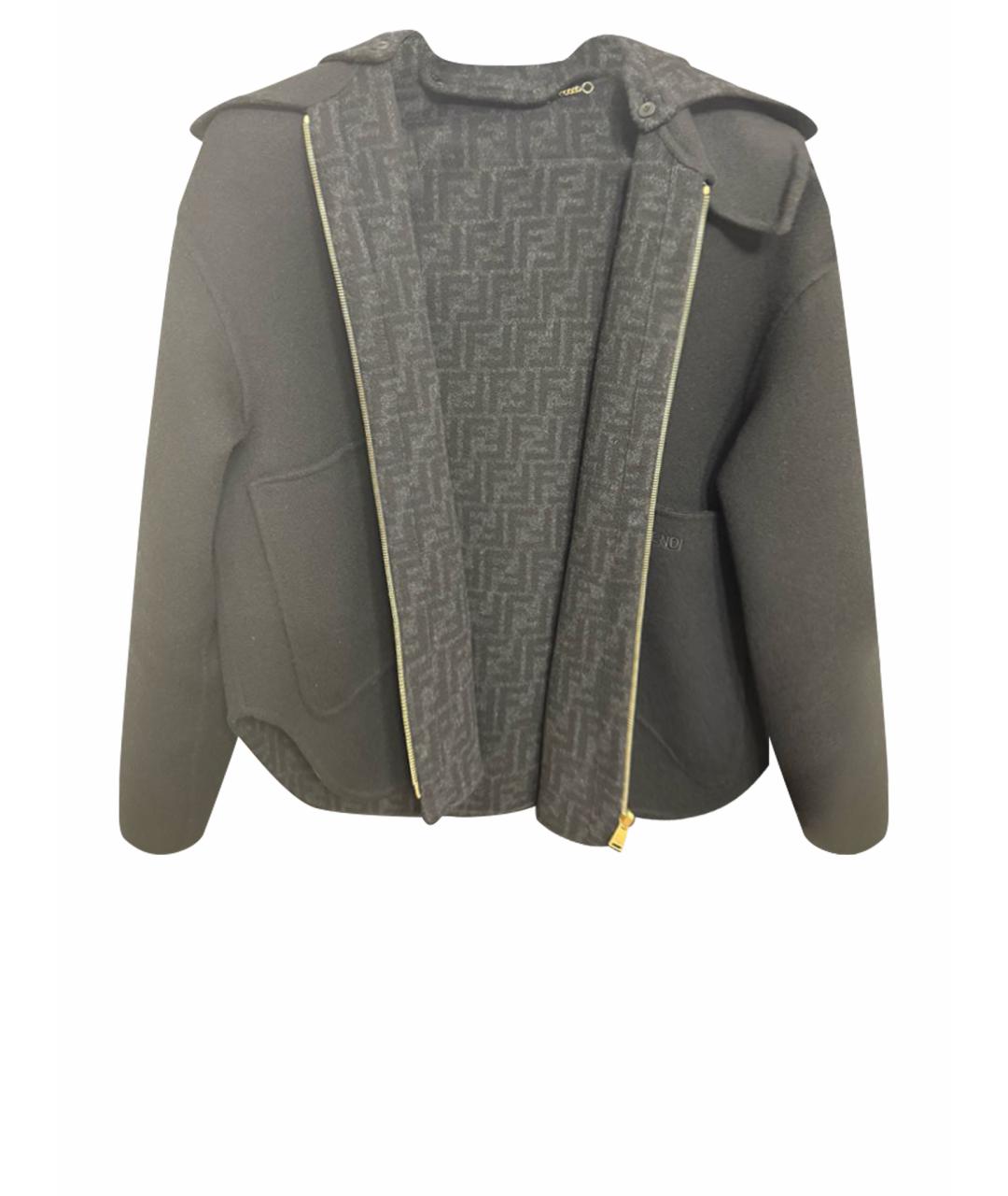 FENDI Черное шерстяное пальто, фото 1