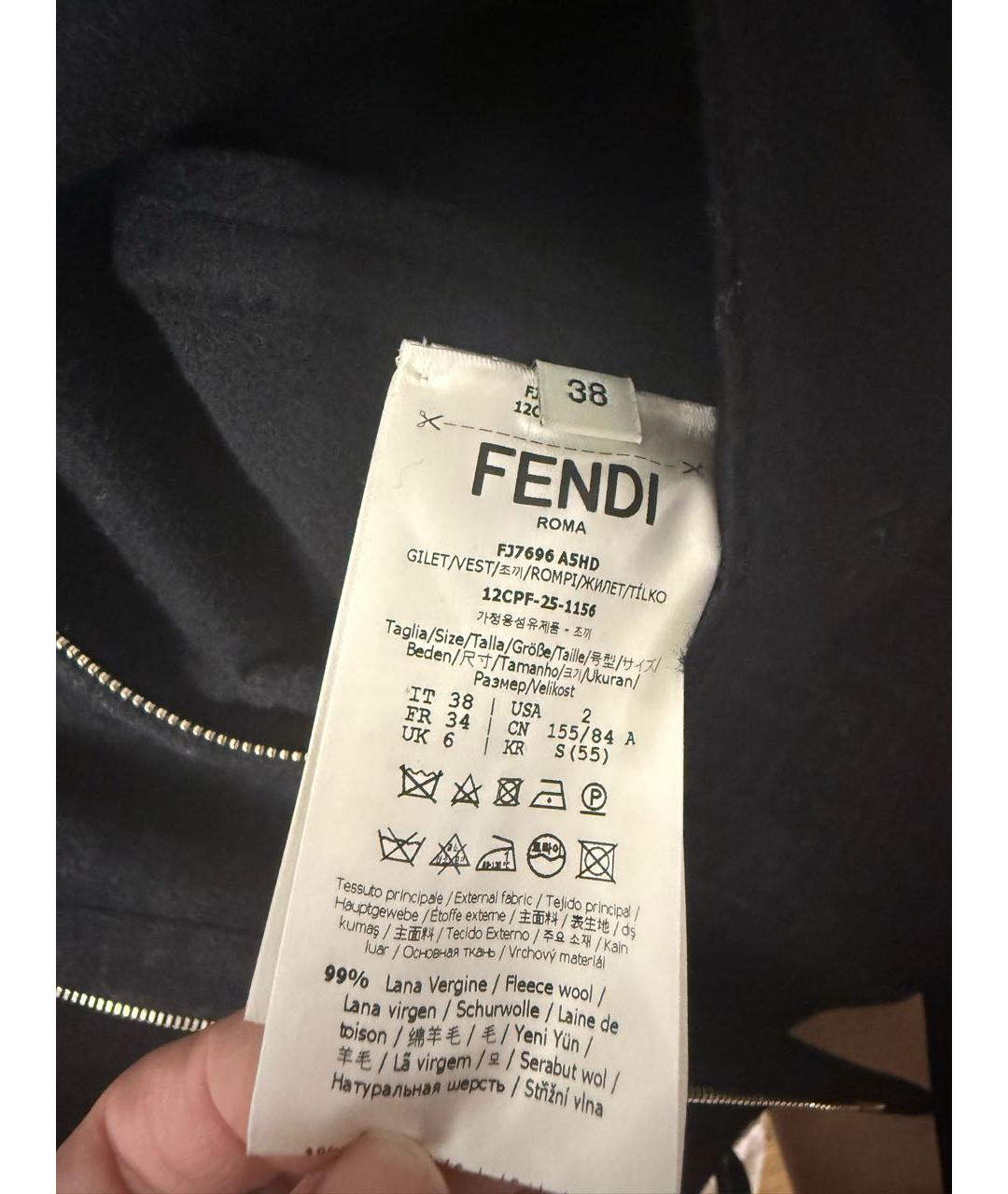 FENDI Черное шерстяное пальто, фото 3