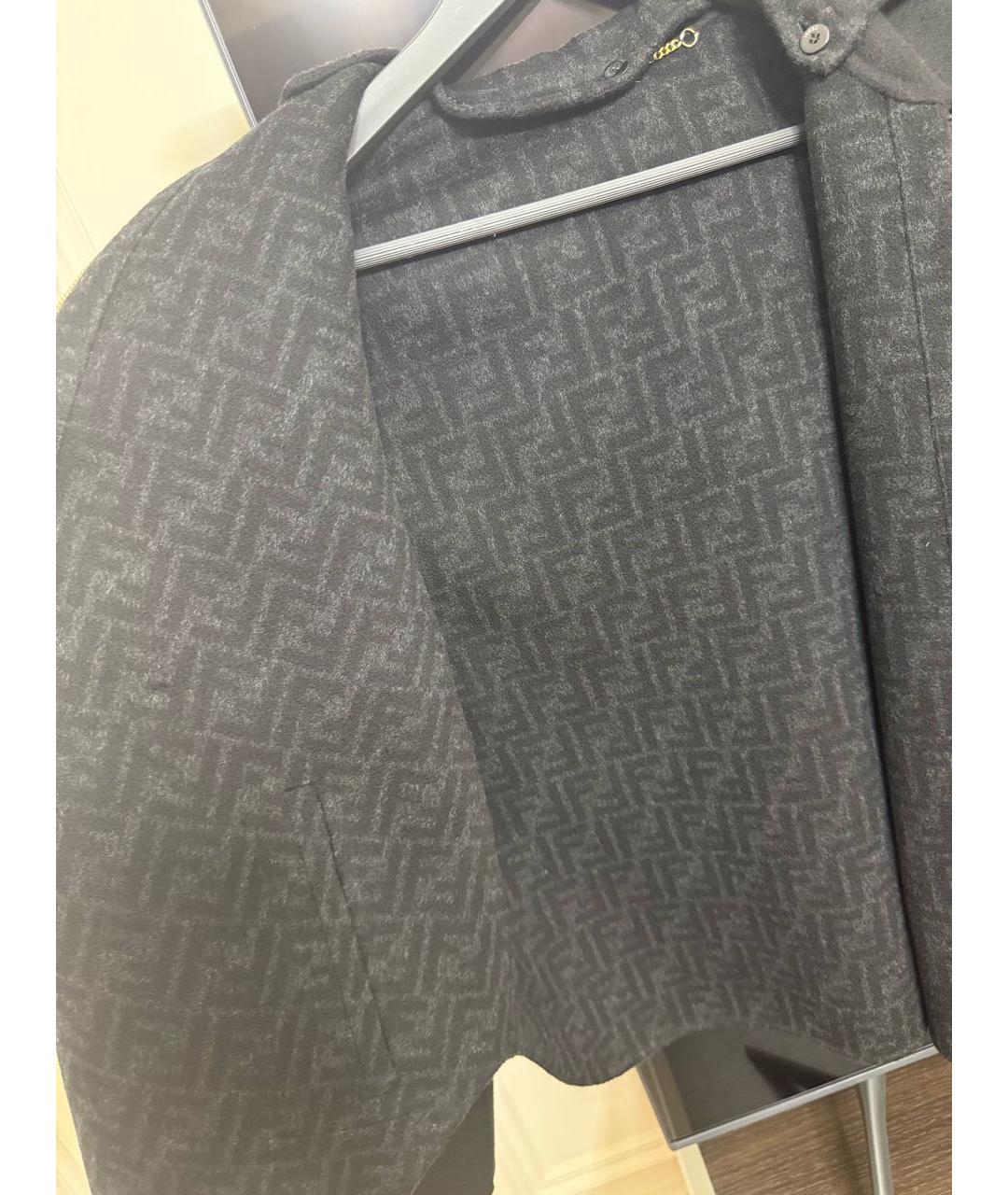 FENDI Черное шерстяное пальто, фото 2